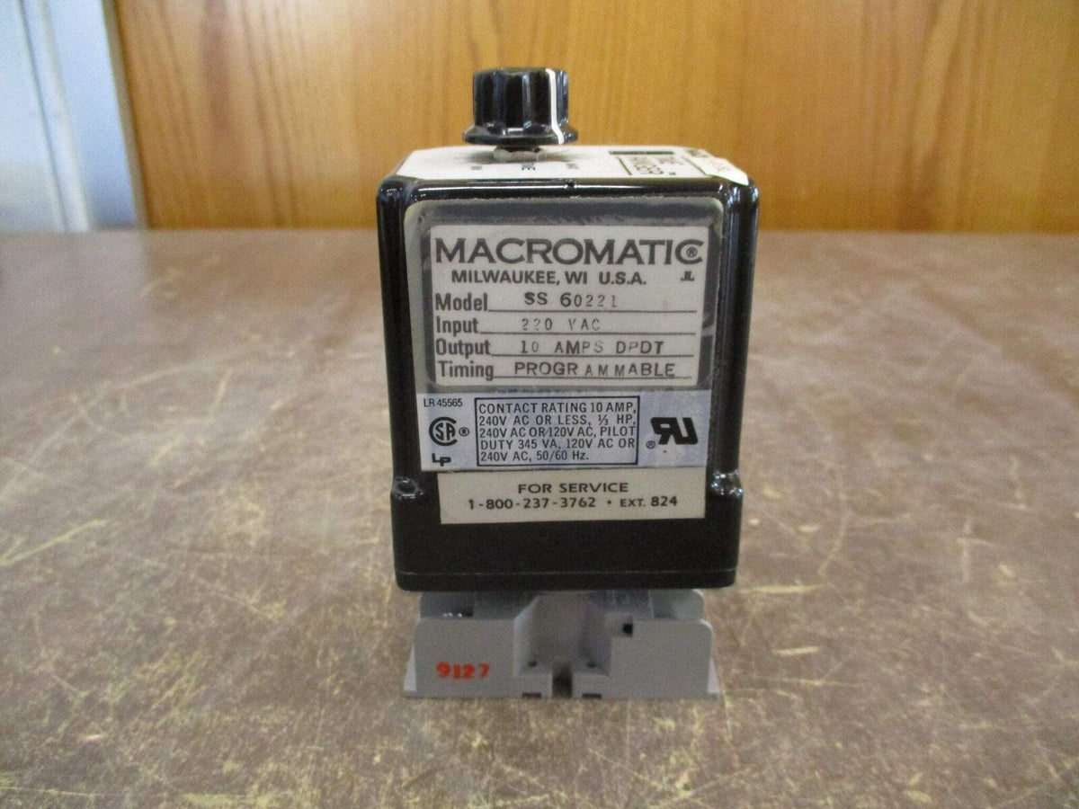 Macromatic Time Ranger Timer SS 60221 220VAC 10A w/ Base Used