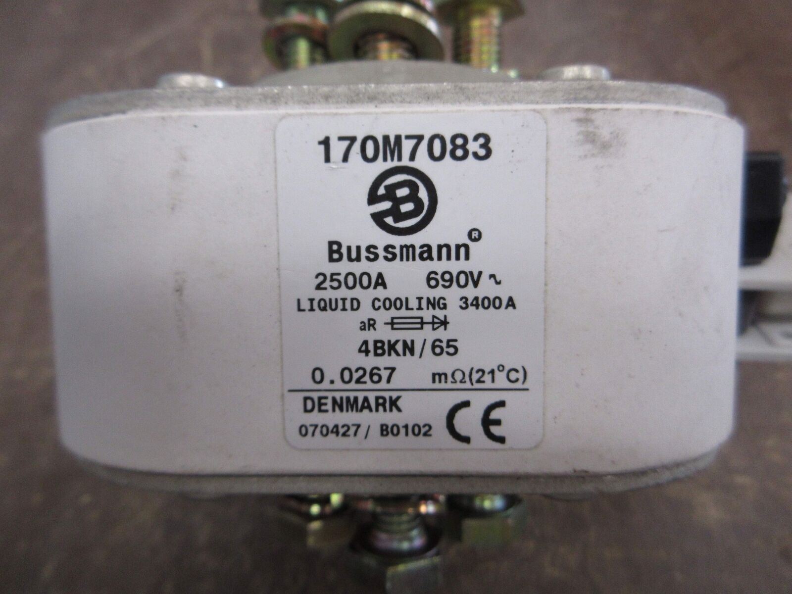 Bussmann Fuse 170M7083 2500A 690V w/ Bolts Used