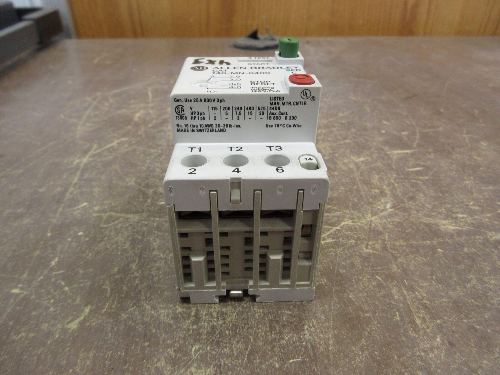 Allen-Bradley Manual Starter 140-MN-0400 Ser. C Trip: 2.5-4.0A Used