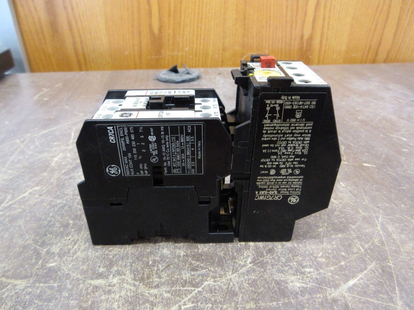 GE Starter CR7CA CR7G1WC 24V Coil Trip: 0.40-0.63A Used