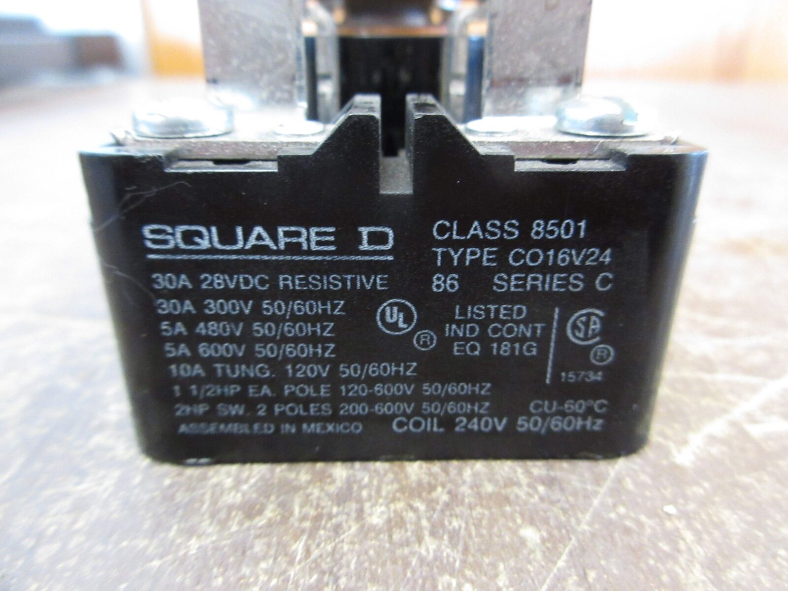 Square D Power Relay 8501 CO16V24 Ser. C 240V Coil *Broken Base* Used