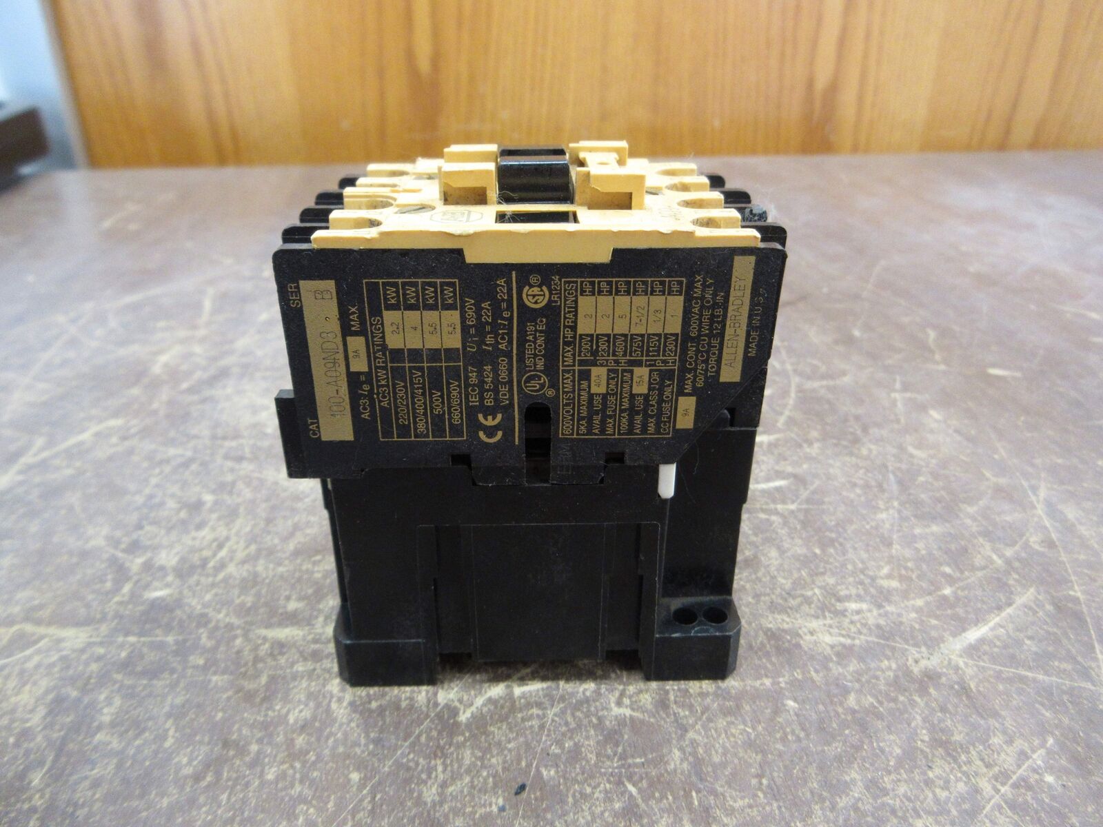 Allen-Bradley Contactor 100-A09ND3 9A 600V 120V Coil *Lot of 3* Used