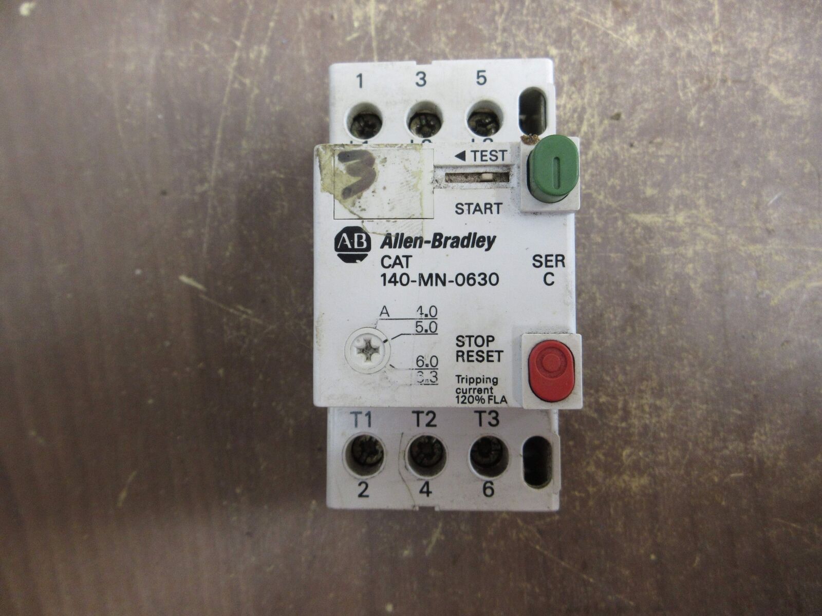 Allen-Bradley Manual Starter 140-MN-0630 Ser. C Trip: 4.0-6.3A Used