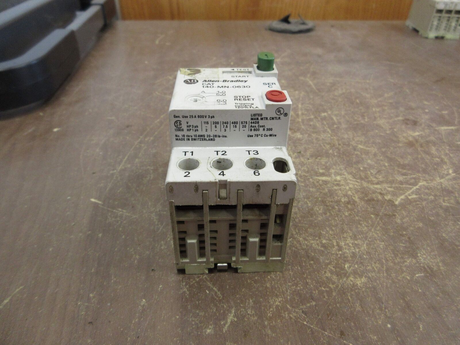 Allen-Bradley Manual Starter 140-MN-0630 Ser. C Trip: 4.0-6.3A Used