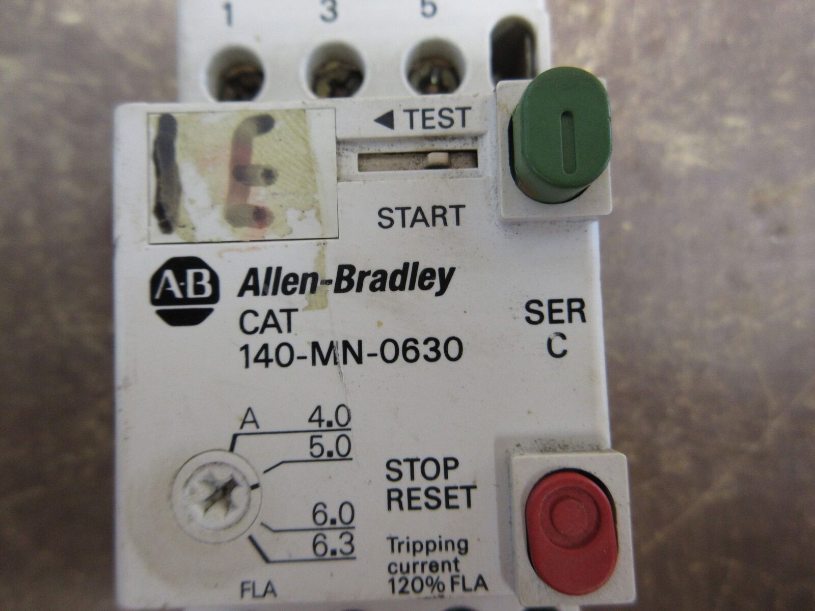 Allen-Bradley Manual Starter 140-MN-0630 Ser. C Trip: 4.0-6.3A *Chipped Base*