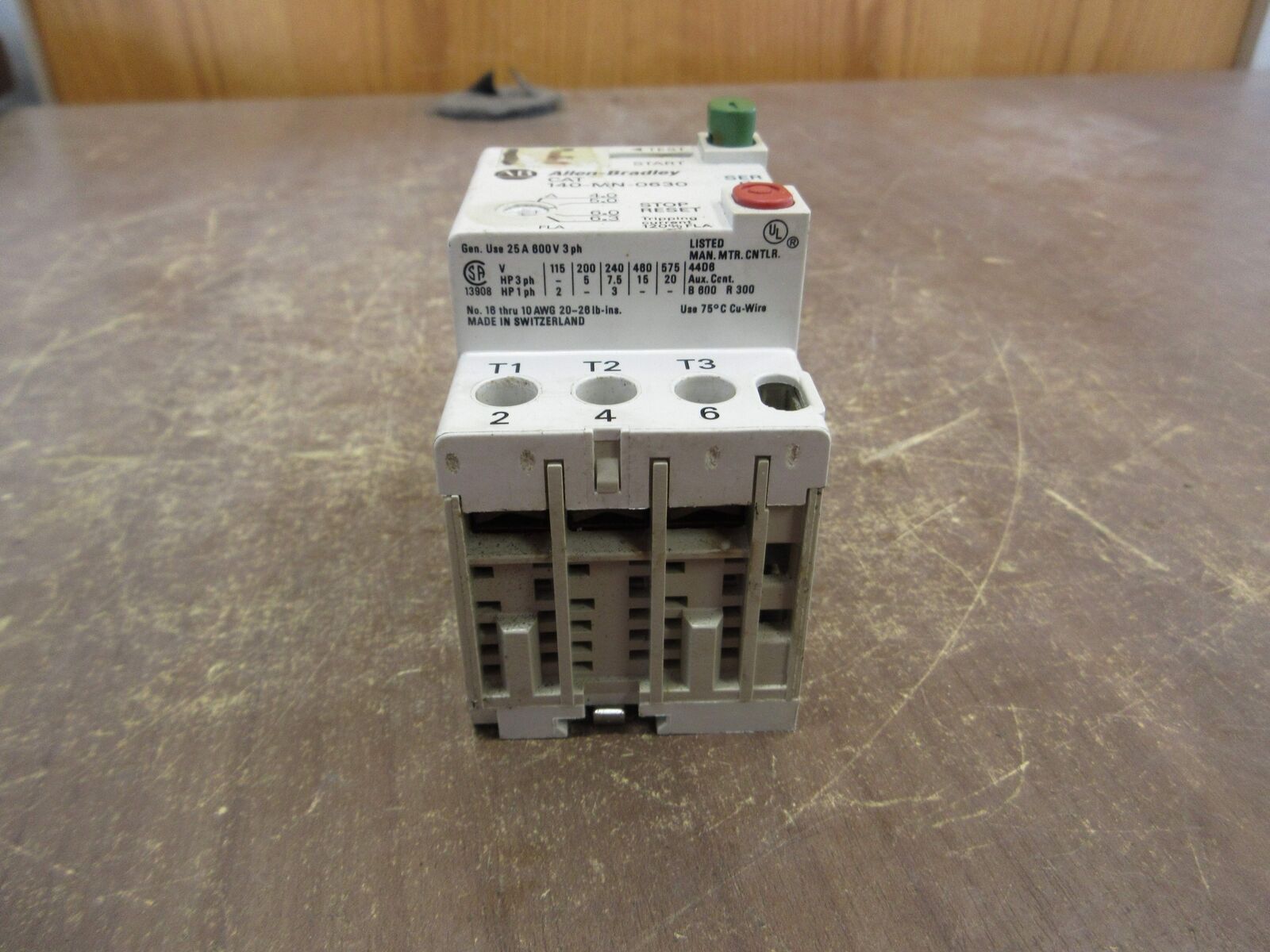 Allen-Bradley Manual Starter 140-MN-0630 Ser. C Trip: 4.0-6.3A *Chipped Base*
