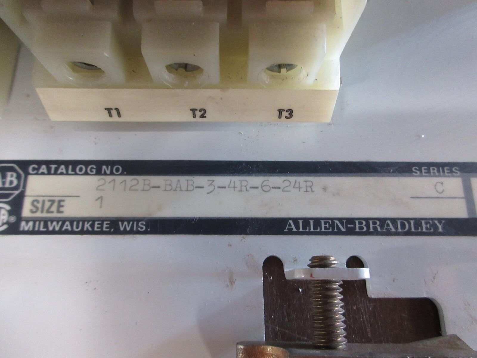 Allen-Bradley Size 1 MCC Bucket 2112B-BAB-3-4R-6-24R 480V 3Ph 60Hz 120V Coil