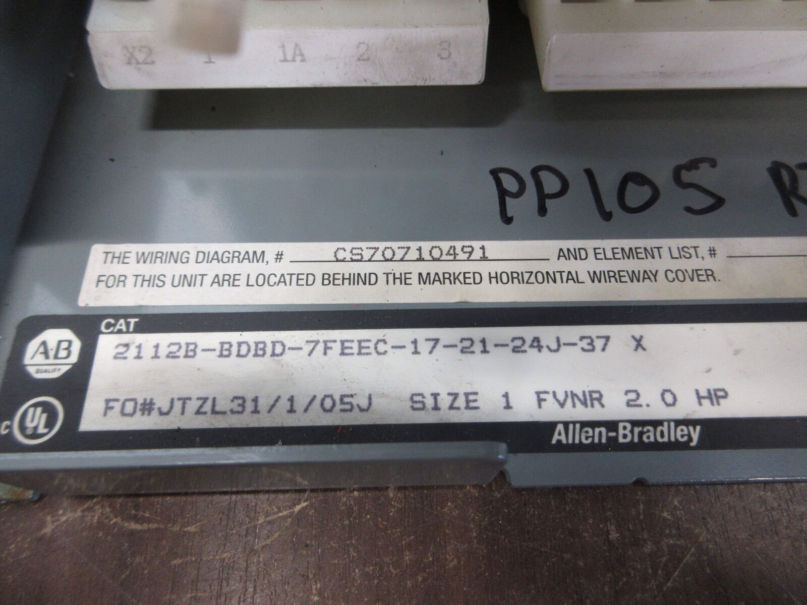 Allen-Bradley Size 1 MCC Bucket 2112B-BDBD-7FEEC-17-21-24J-37 X 480V 3Ph 60Hz