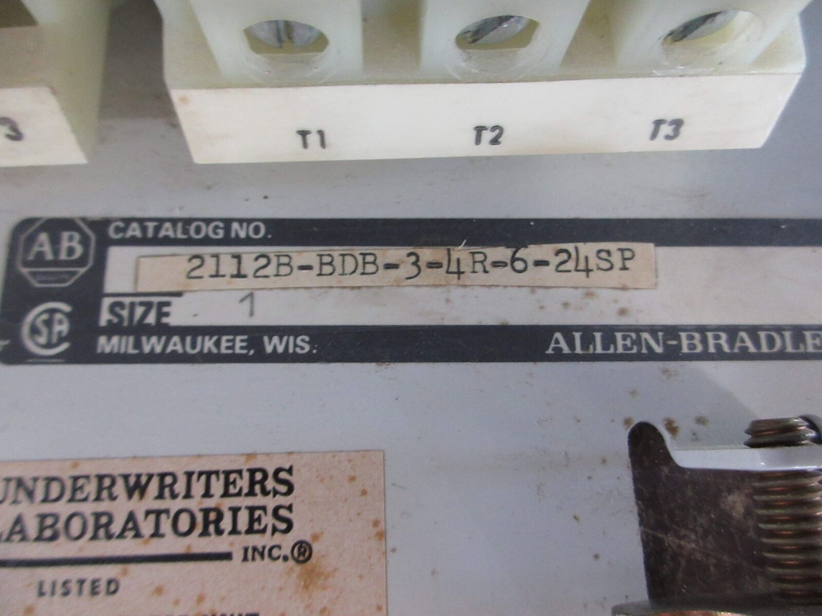 Allen-Bradley Size 1 MCC Bucket 2112B-BDB-3-4R-6-24SP 480V 3Ph 60Hz 120V Coil