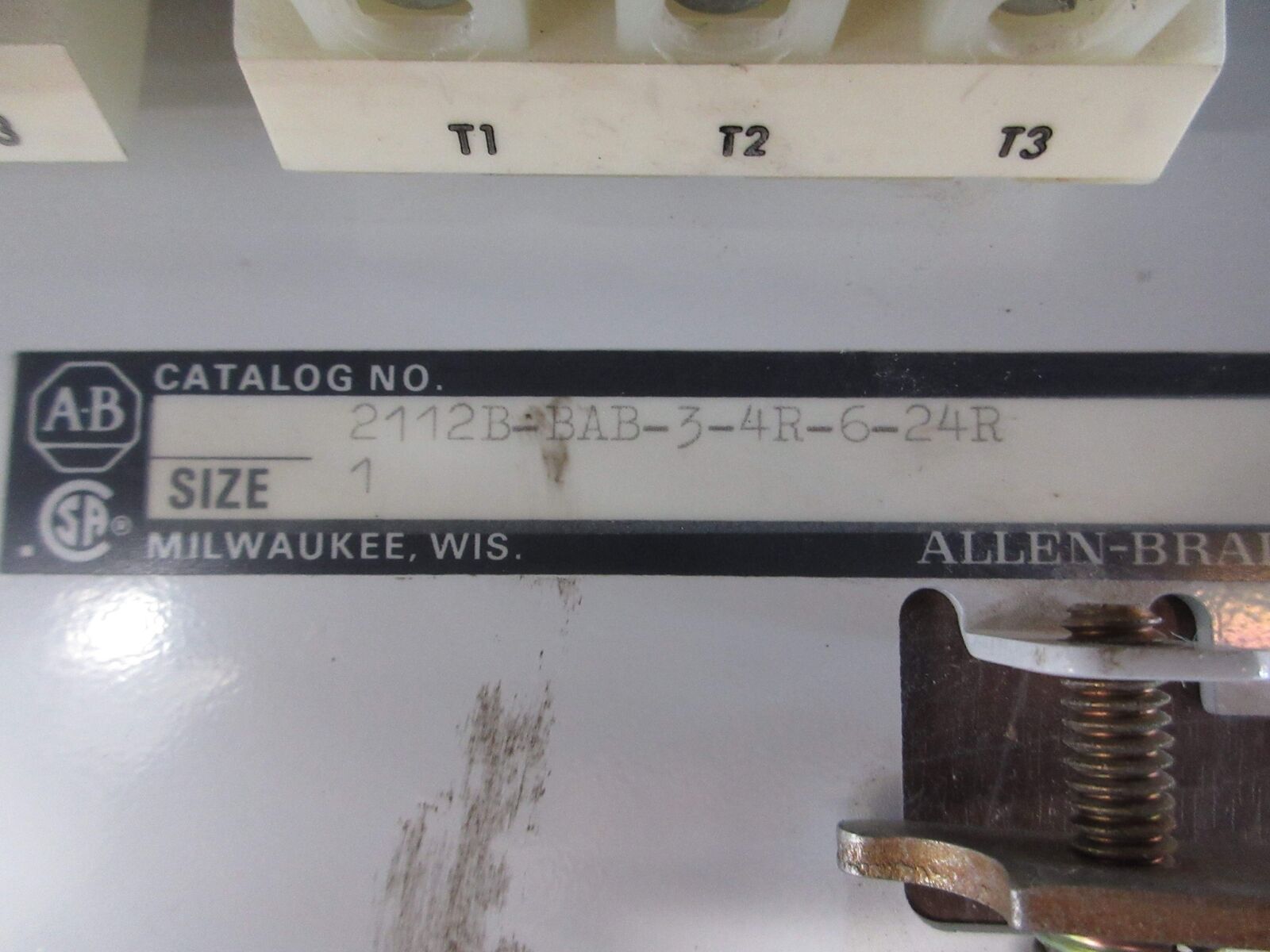 Allen-Bradley Size 1 MCC Bucket 2112B-BAB-3-4R-6-24R 480V 3Ph 60Hz 120V Coil