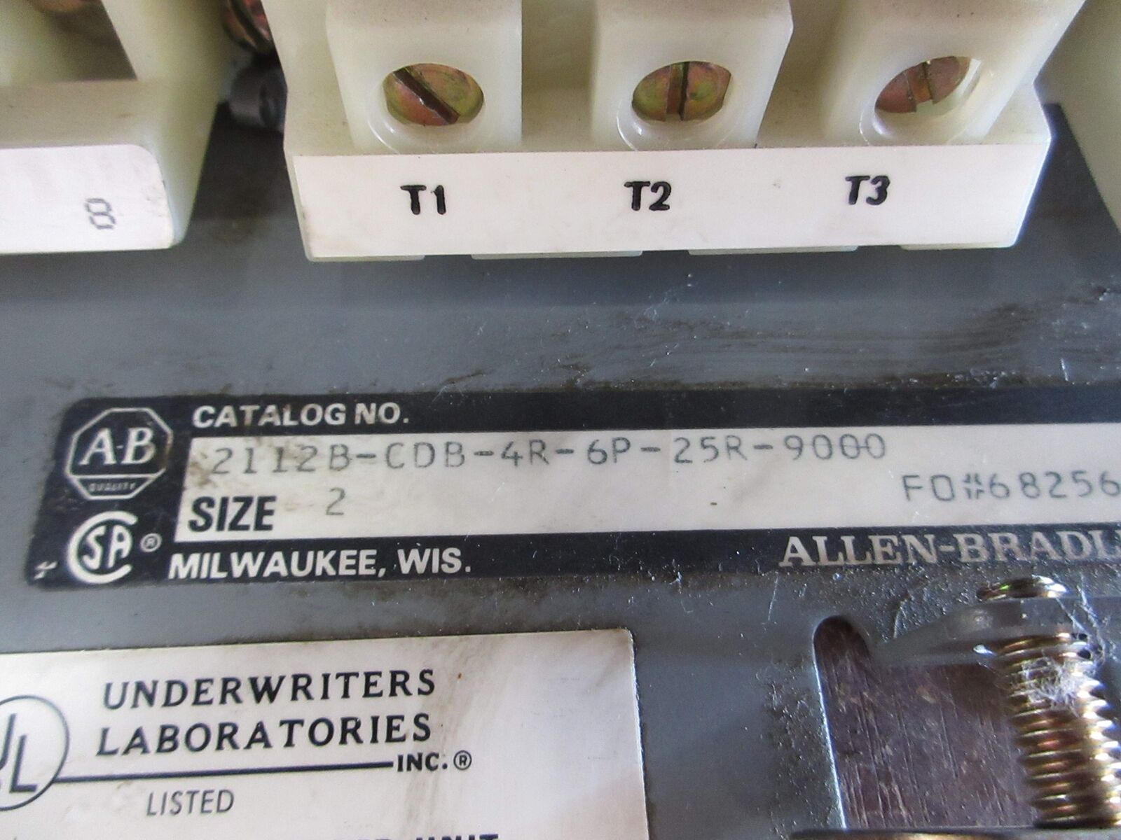 Allen-Bradley Size 2 MCC Bucket 2112B-CDB-4R-6P-25R-9000 480V 3Ph 60Hz 120V Coil