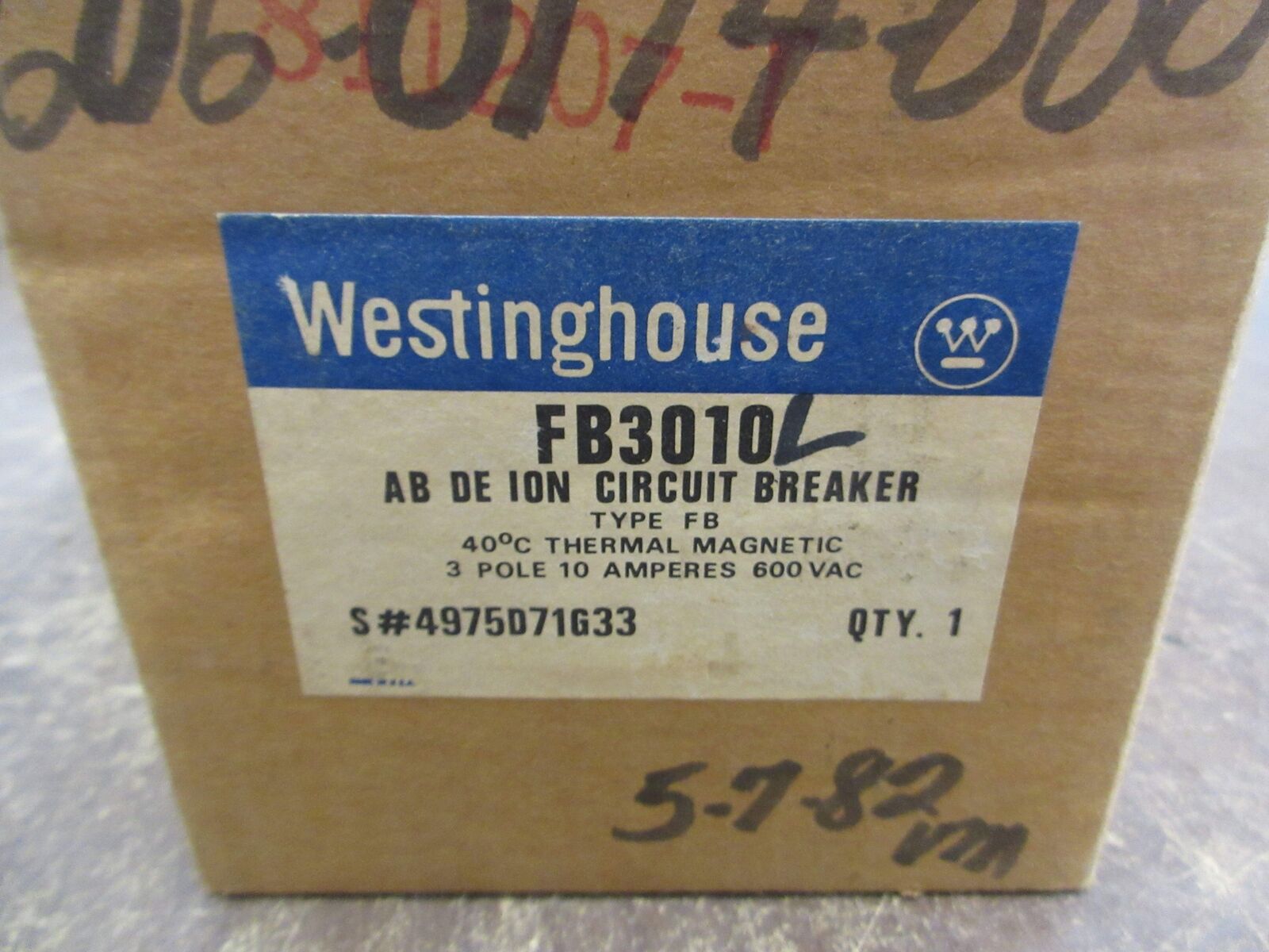 Westinghouse AB DE Ion Circuit Breaker FB3010 10A 600V 3P New Surplus
