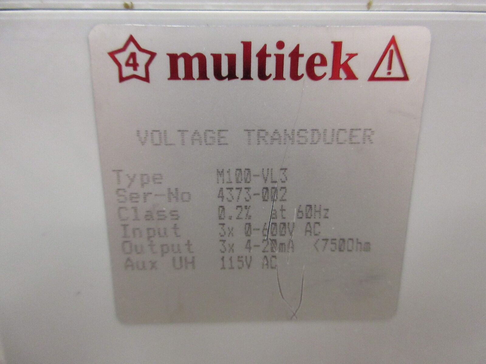 Multitek Voltage Transducer M100-VLS Input: 0-600VAC Output: 4-20mA Used