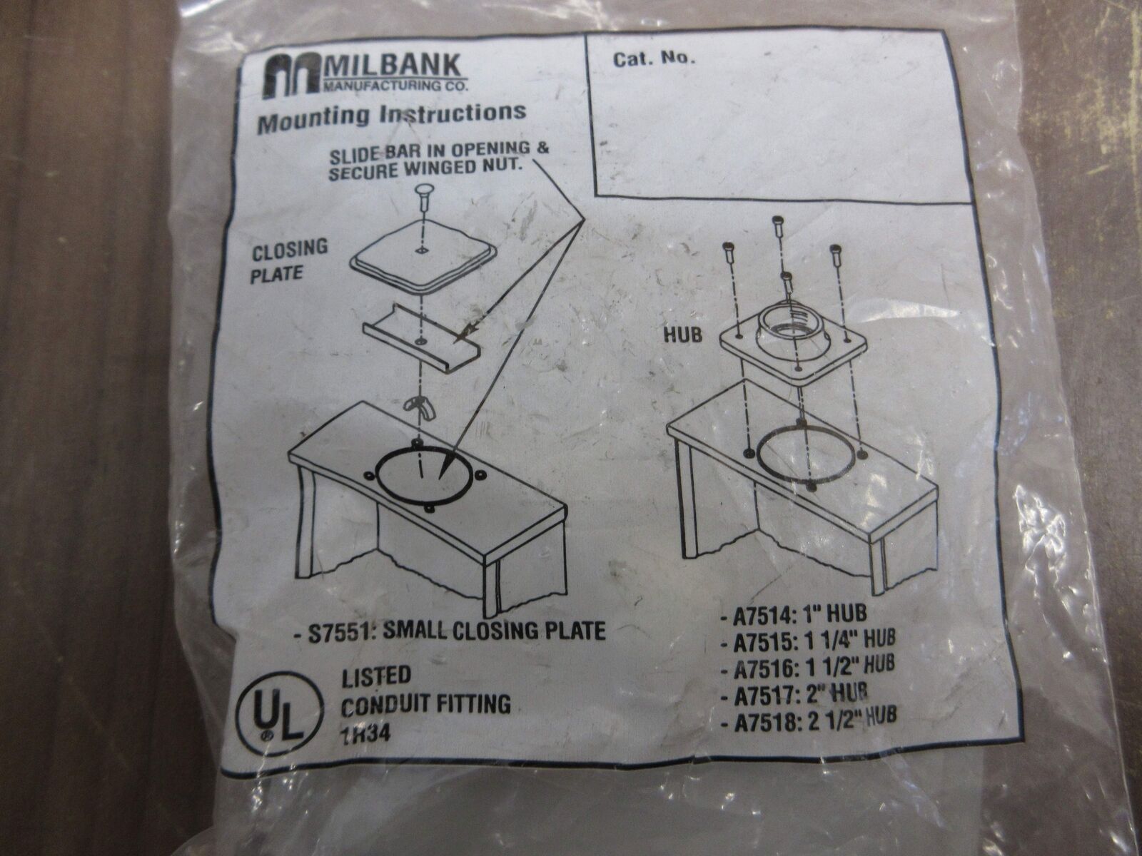 Milbank Closing Plate S7551 *No Box* *Lot of 2* New Surplus