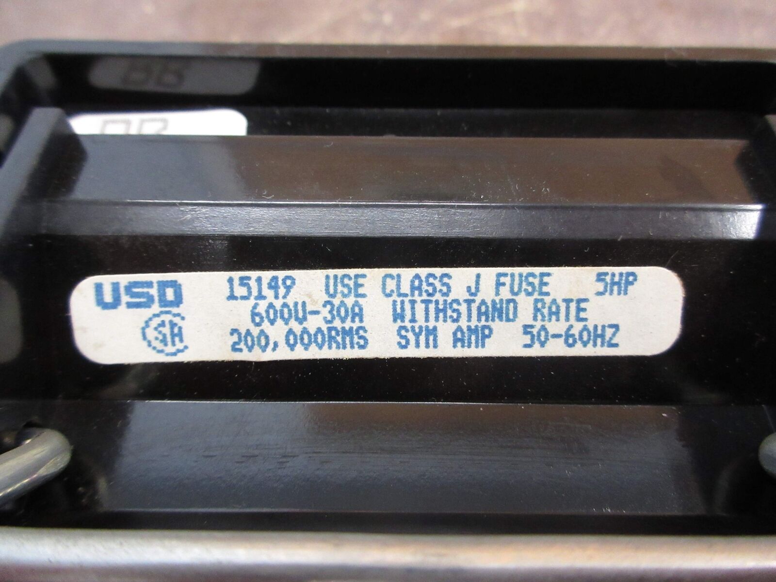 USD Fuse Pullout Switch 15149 30A 600V 2P w/ (2) 15A Fuses Used