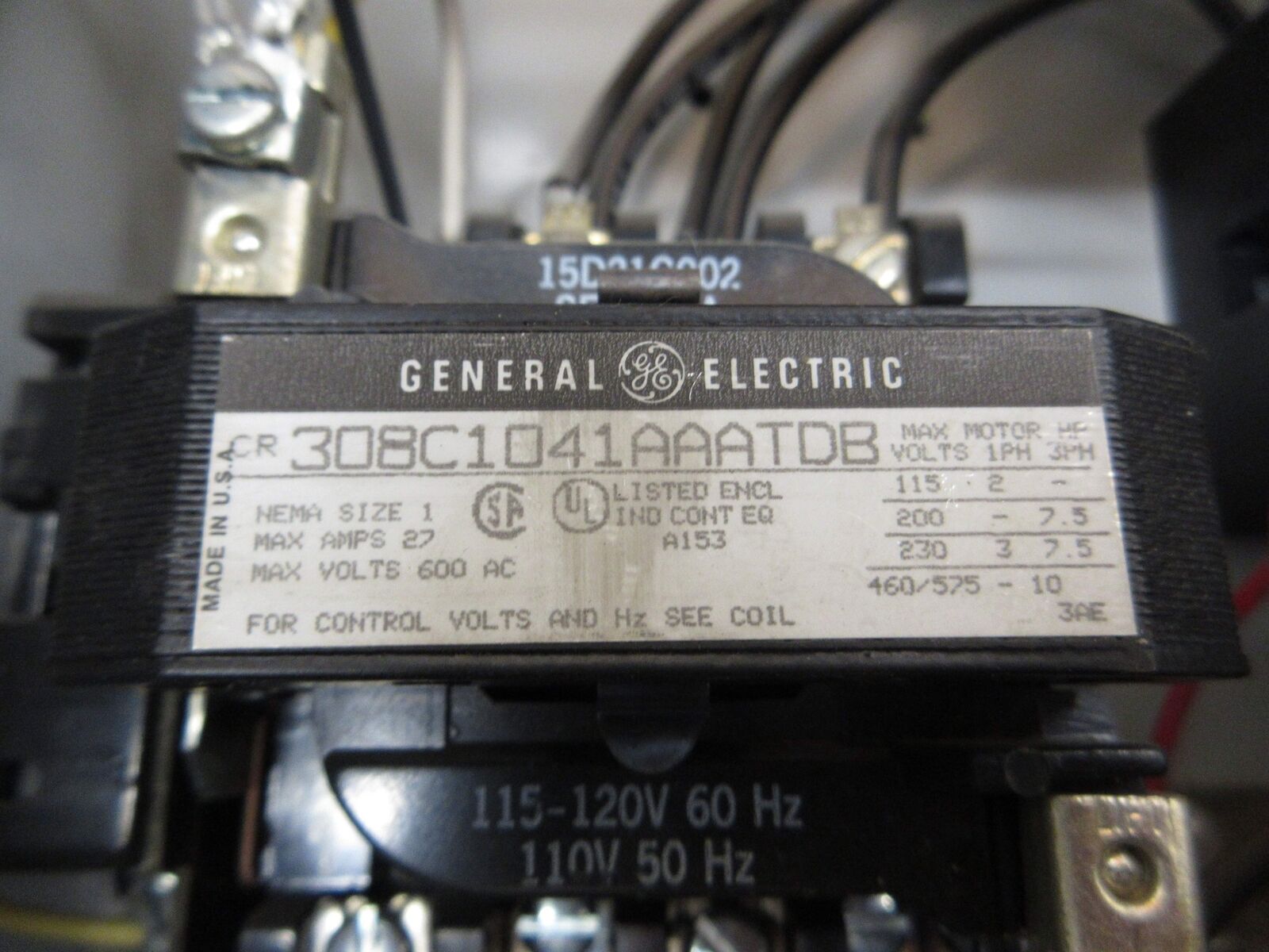 GE Non-Fusible Size 1 Combination CR308C1041AAATDB 115-120V Coil 27A Used
