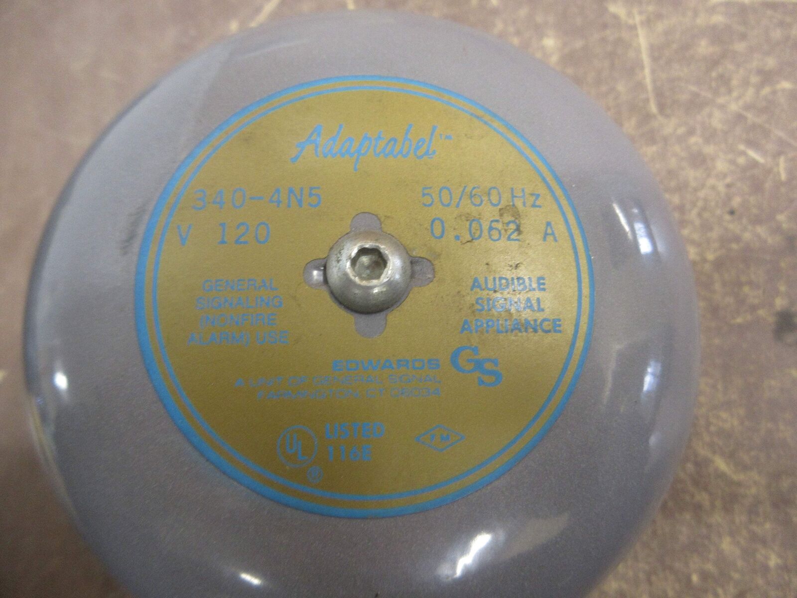 Edwards Adaptabel Audible Signal Appliance 340-4N5 120V 50/60Hz 0.062A Used