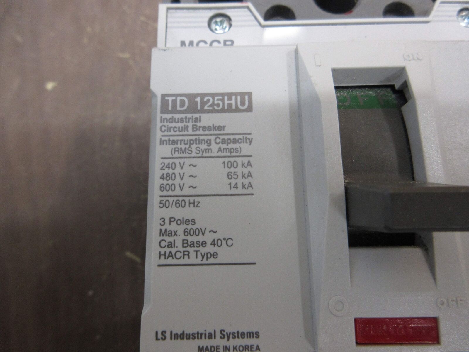 LS Circuit Breaker TD125HU 125A 600V 3P Used