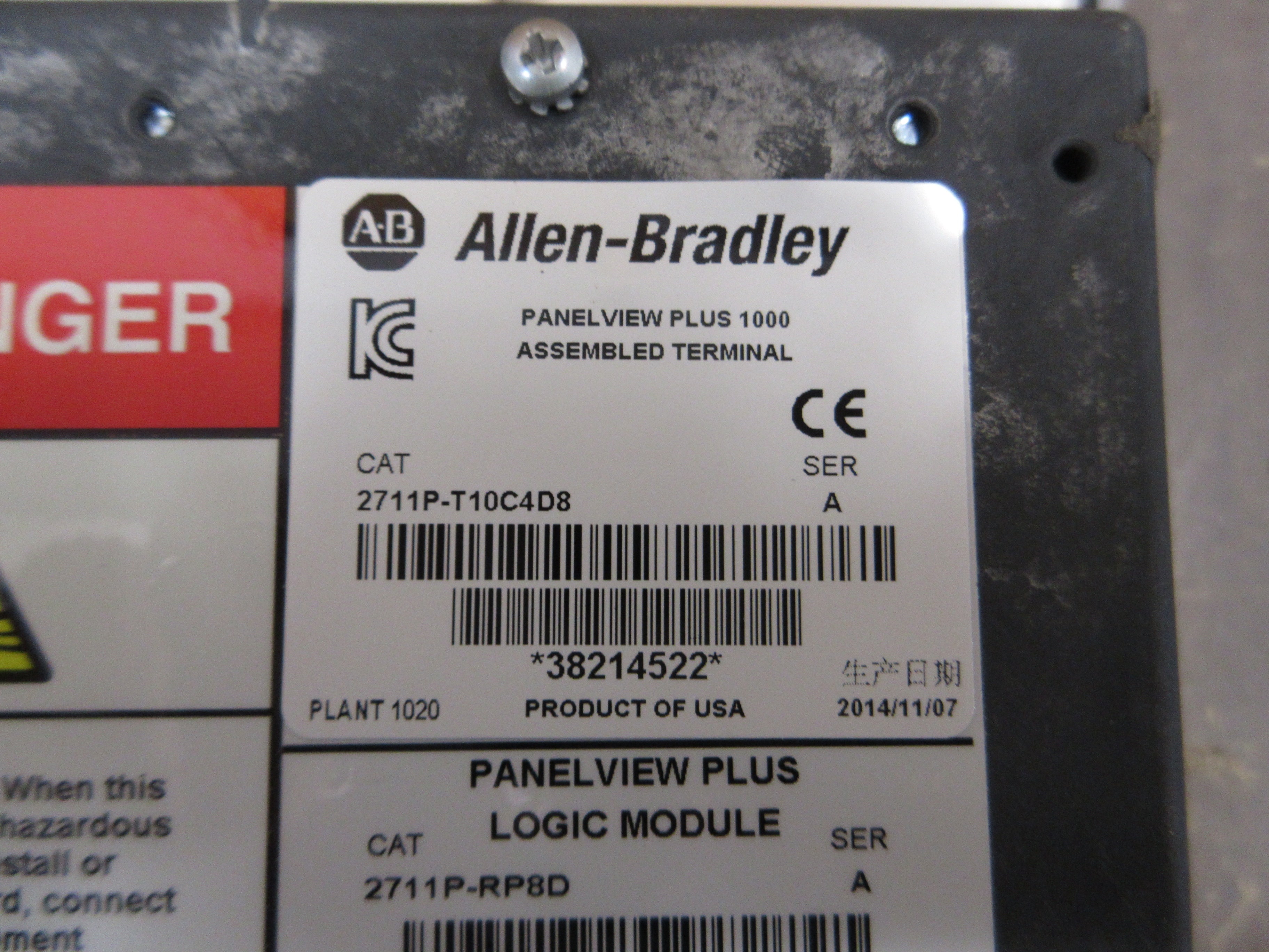 Allen-Bradley Panelview Plus 1000 Operator Terminal 2711PC-T10C4D8 Ser. A Used