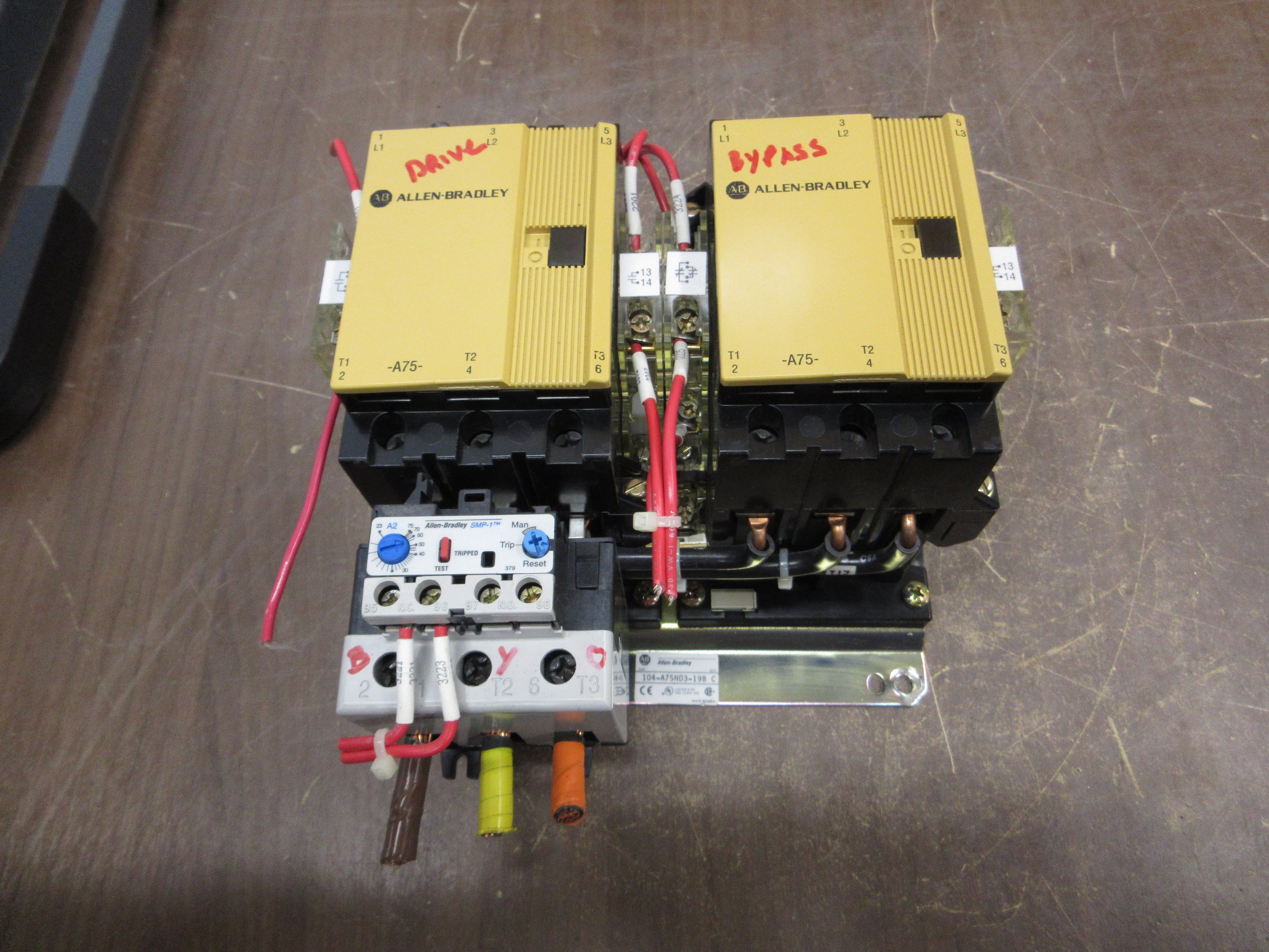 Allen-Bradley Reversing Starter 100-A75N*3 / 193-A2K3 120V Coil Trip: 23-75A