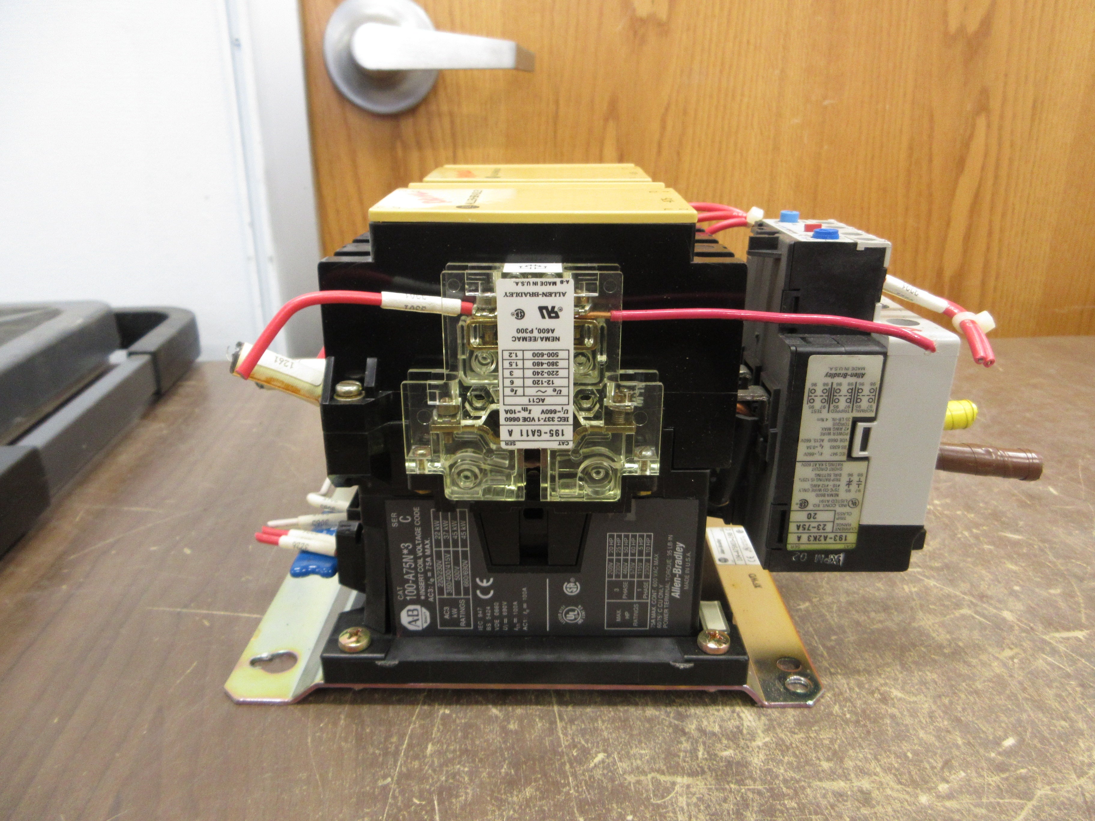 Allen-Bradley Reversing Starter 100-A75N*3 / 193-A2K3 120V Coil Trip: 23-75A