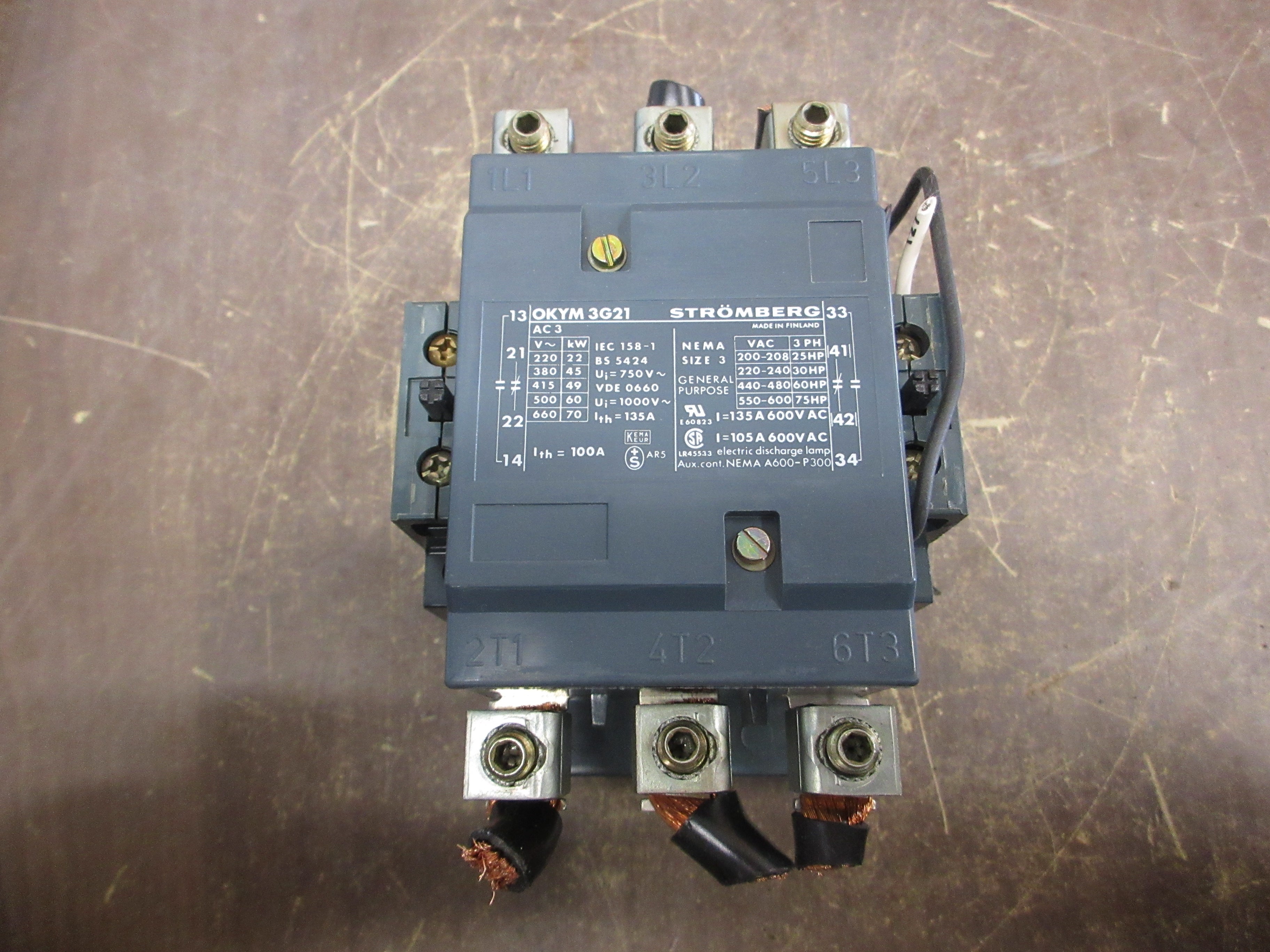 Stromberg Size 3 Contactor OKYM 3G21 125V Coil Used