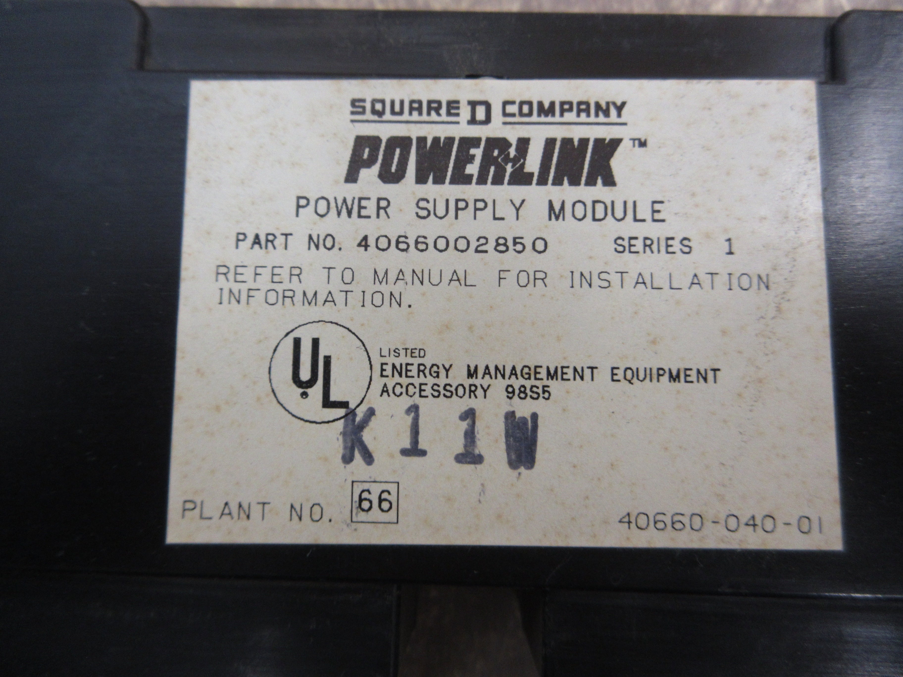 Square D Powerlink Power Supply Module 4066002850 Ser. 1 Used