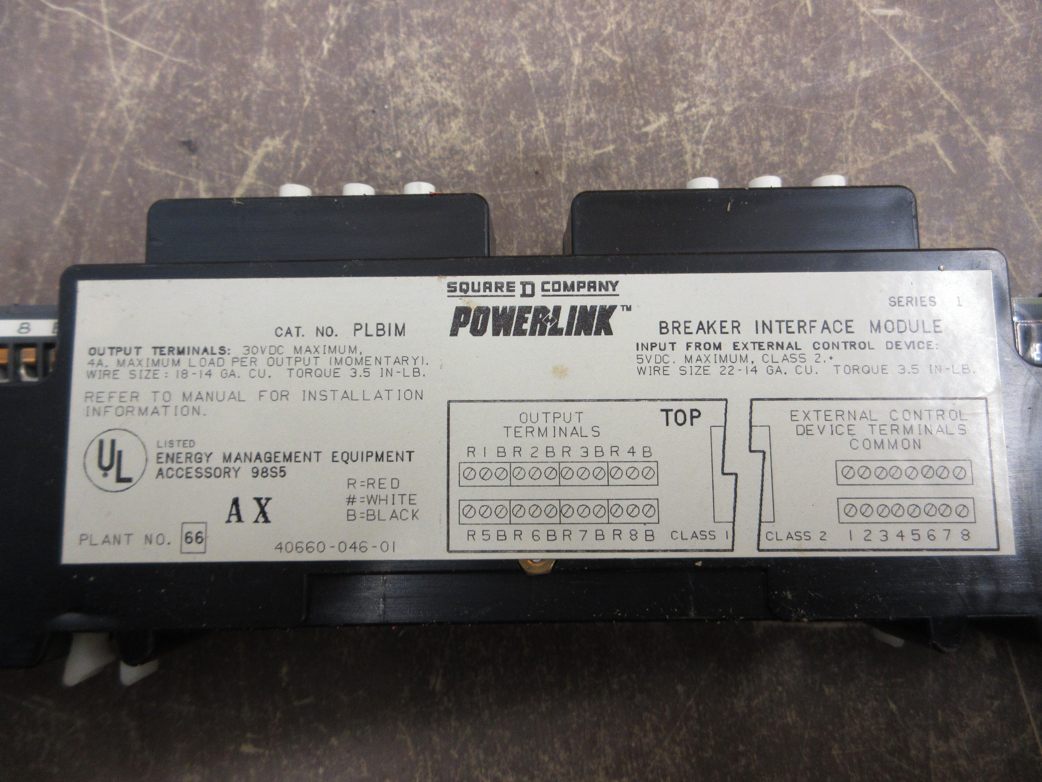 Square D Breaker Interface Module PLBIM Ser. 1 Used