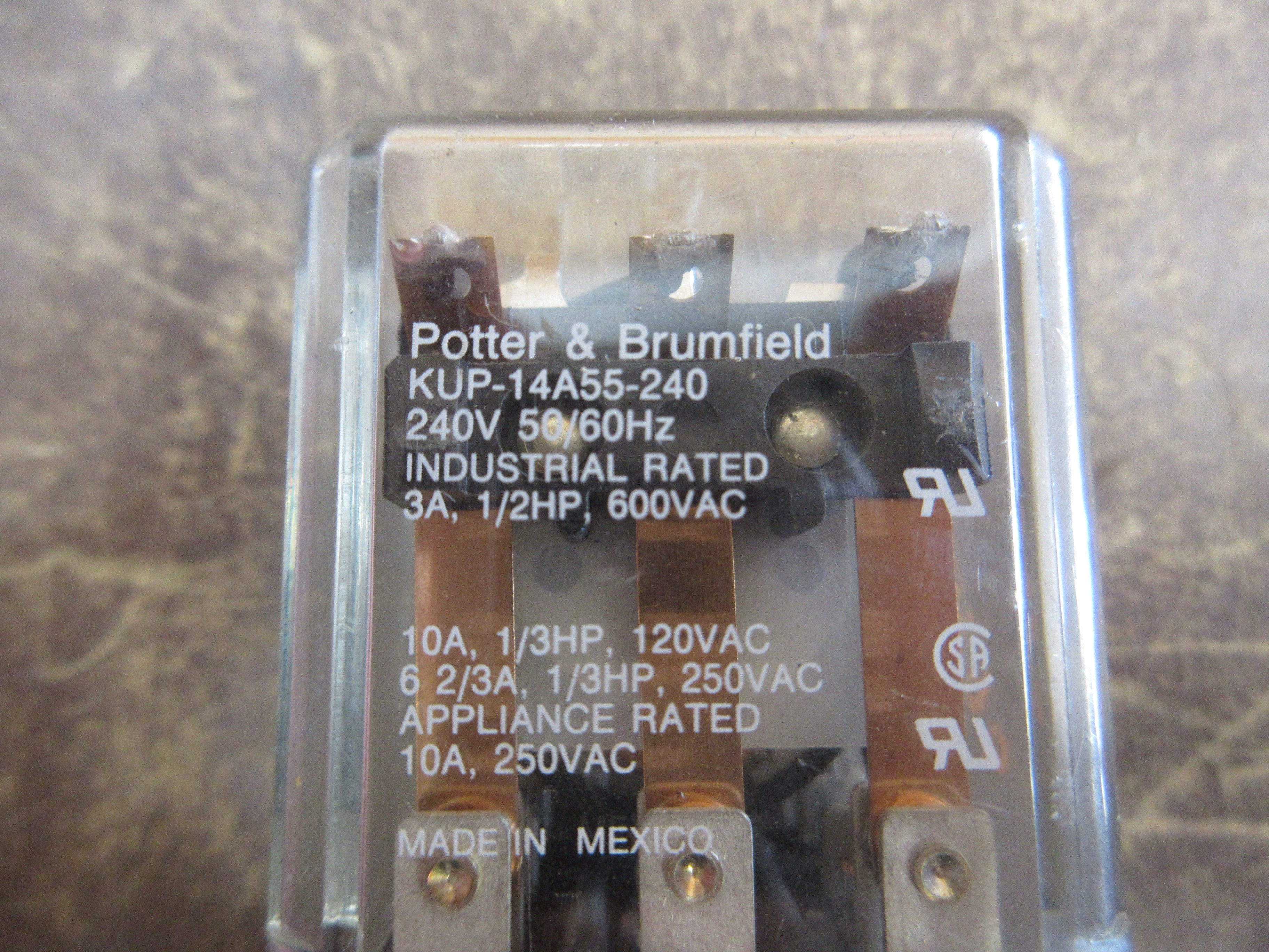 Potter & Brumfield Relay KUP-14A55-240 240V Coil *Broken Mounting Foot* Used