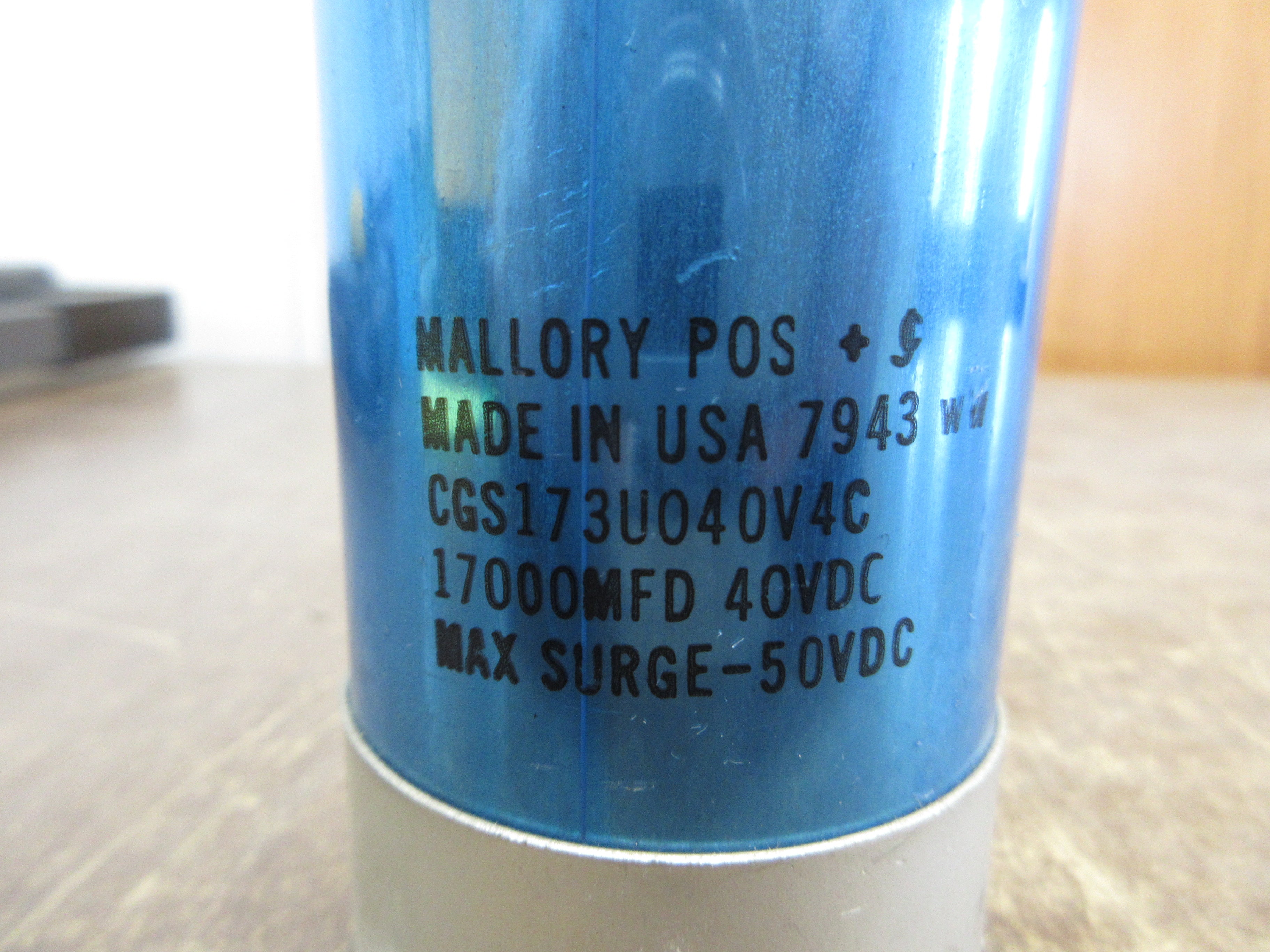 Mallory Capacitor CGS173U040B4C 17,000 MFD 40VDC w/ Mount Used