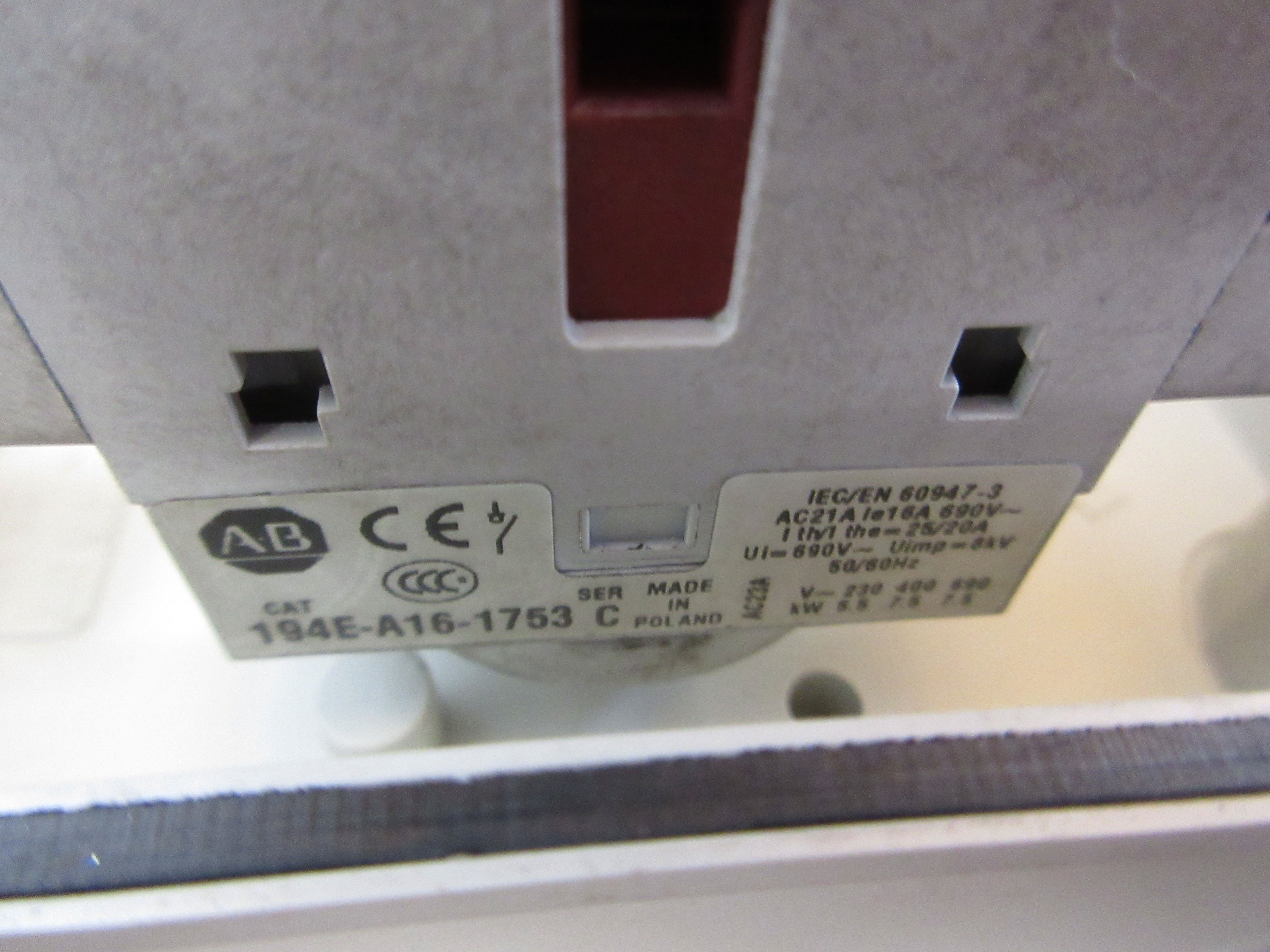 Allen-Bradley Disconnect Switch 194E-A16-1753 Ser. C 16A 3P Used