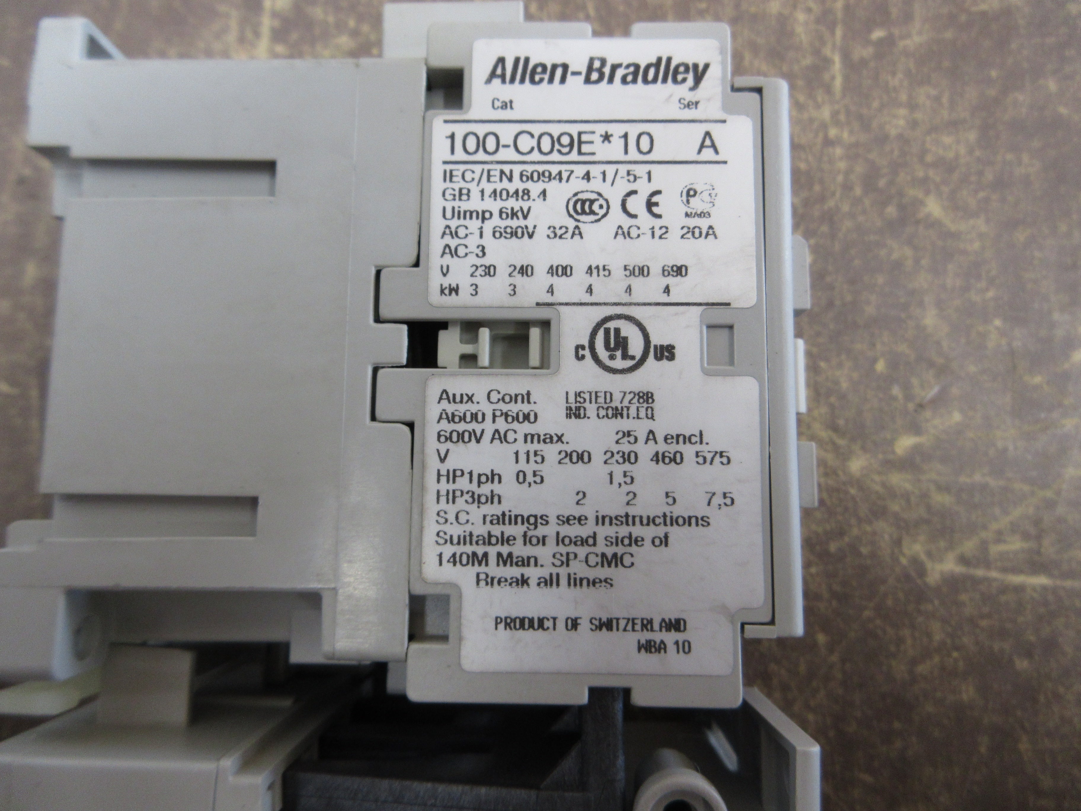 Allen-Bradley Starter 100-C09E*10/193-EECB 24VDC Coil Trip: 1.0-5.0A 600V Used