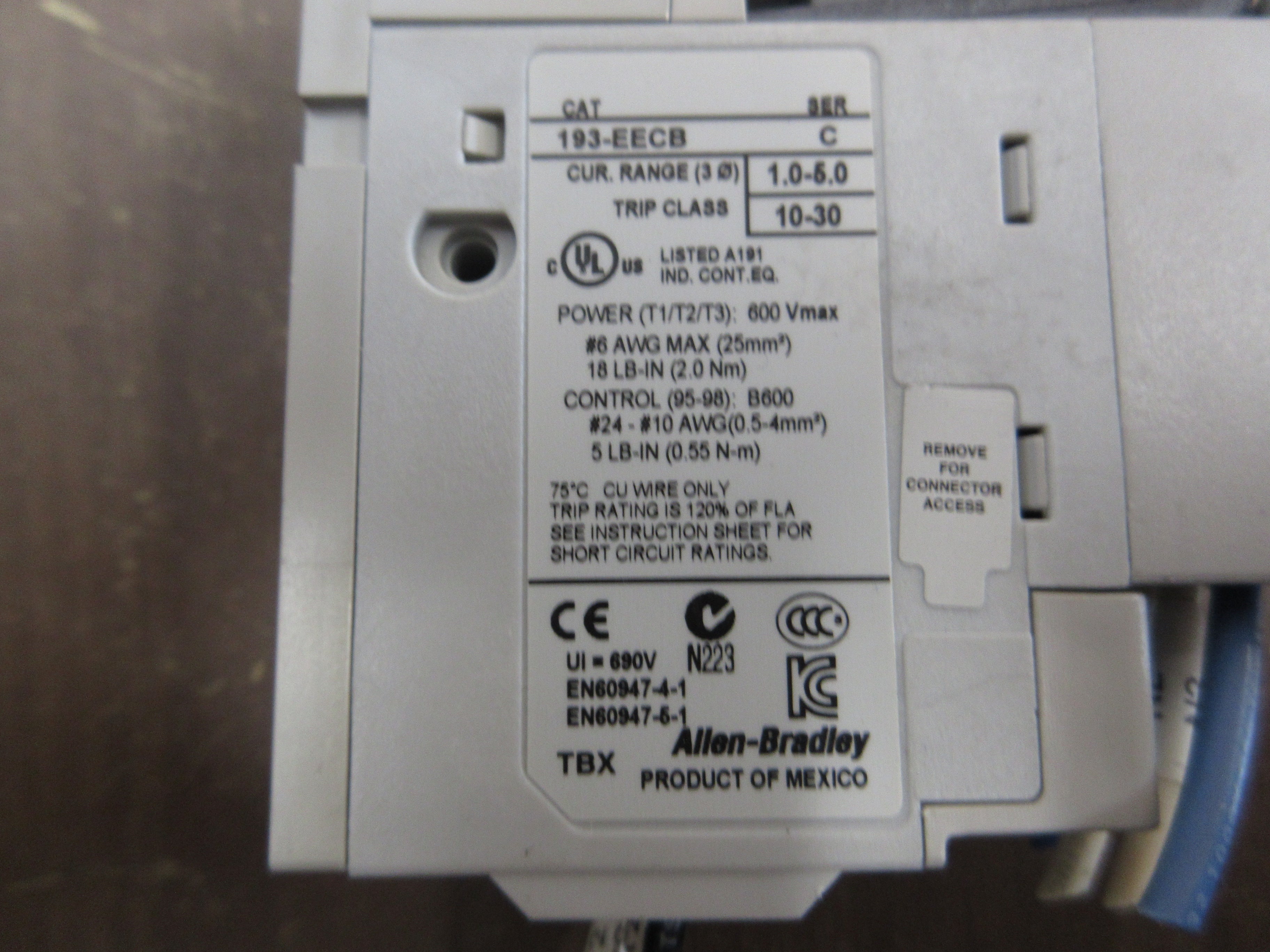 Allen-Bradley Starter 100-C09E*10/193-EECB 24VDC Coil Trip: 1.0-5.0A 600V Used