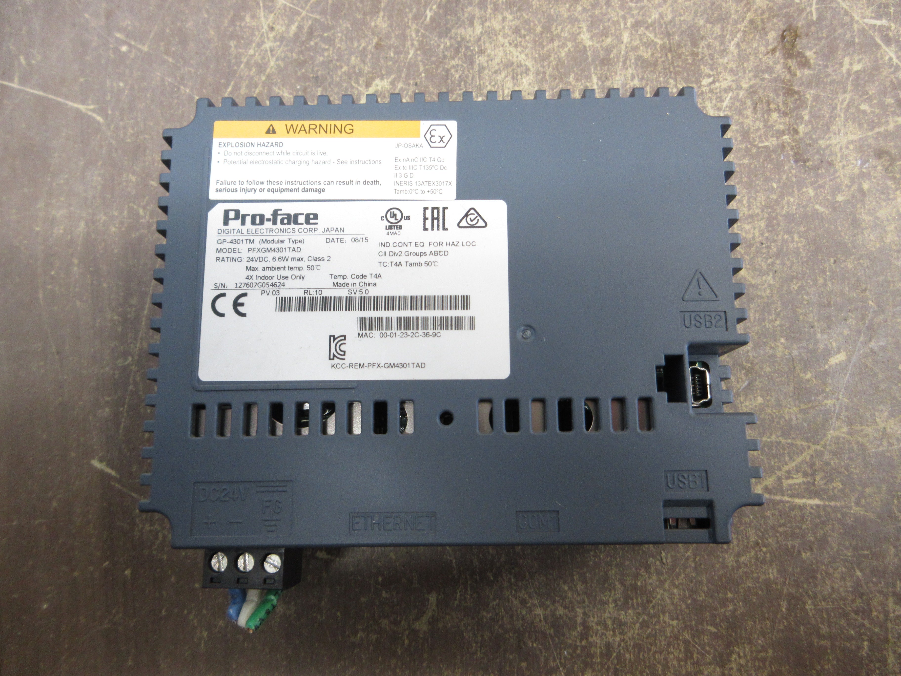 Pro-Face GP-4301Tm Controller PFXGM4301TAD 24VDC Used