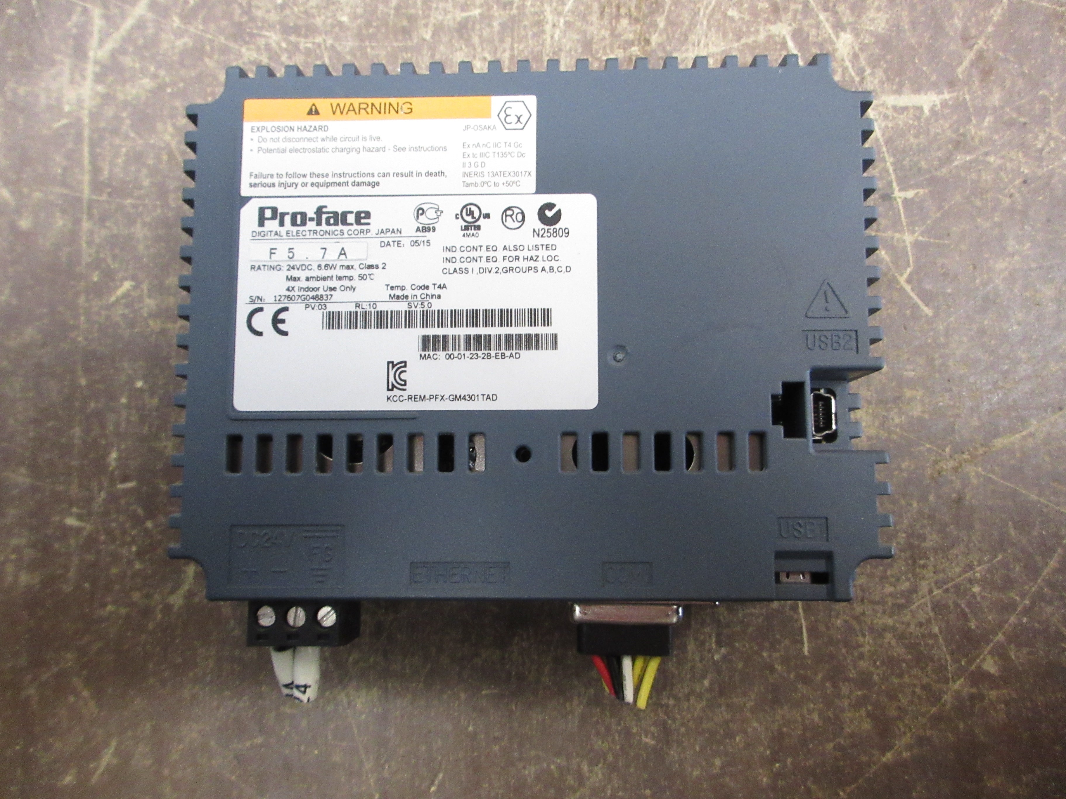 Pro-Face F5.7A Controller PFXGM4301TAD 24VDC Used