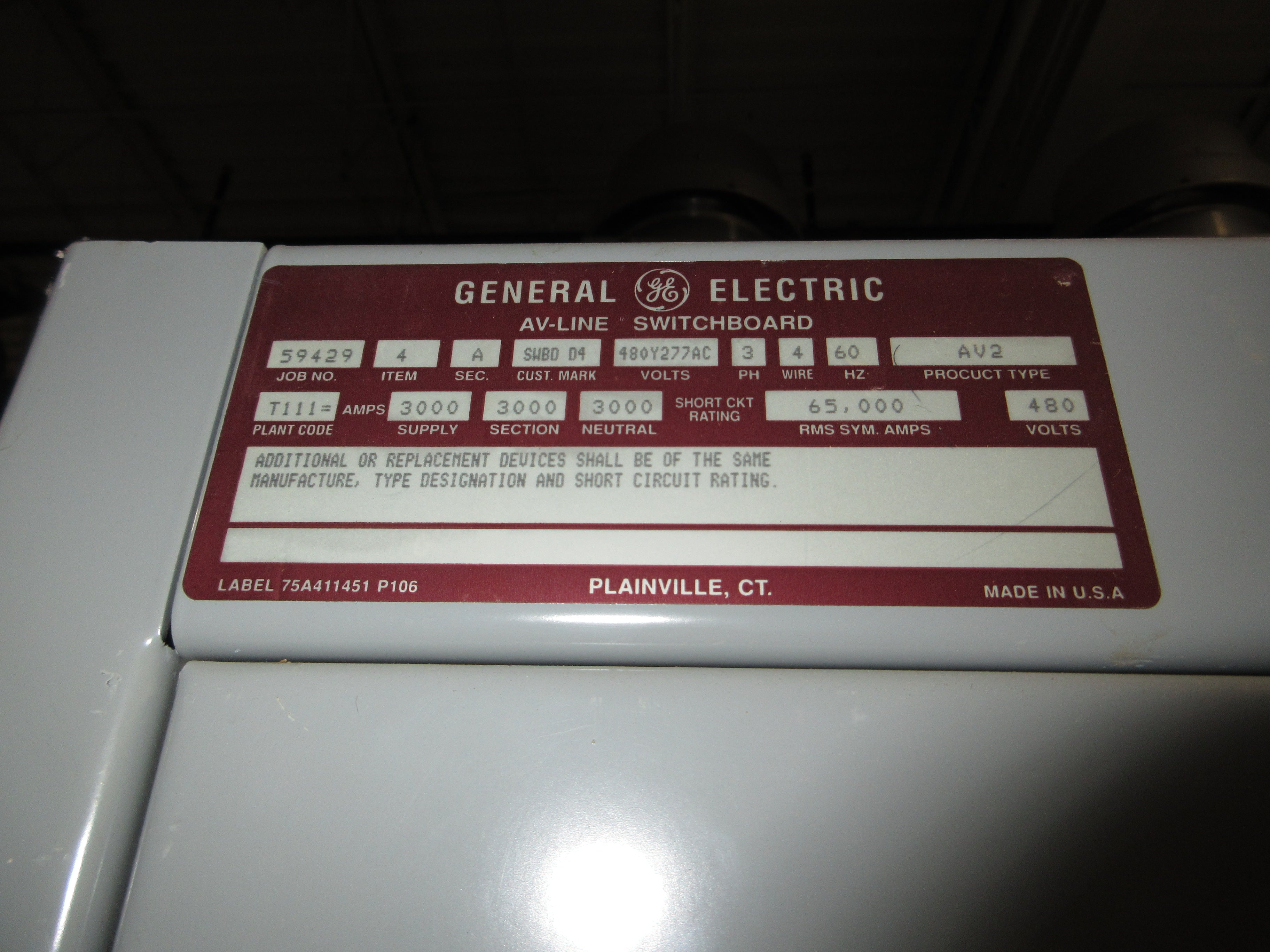 GE 3000A Main Tie Main Switch Gear Line Up TC3030SS 3000A Main Breaker Used