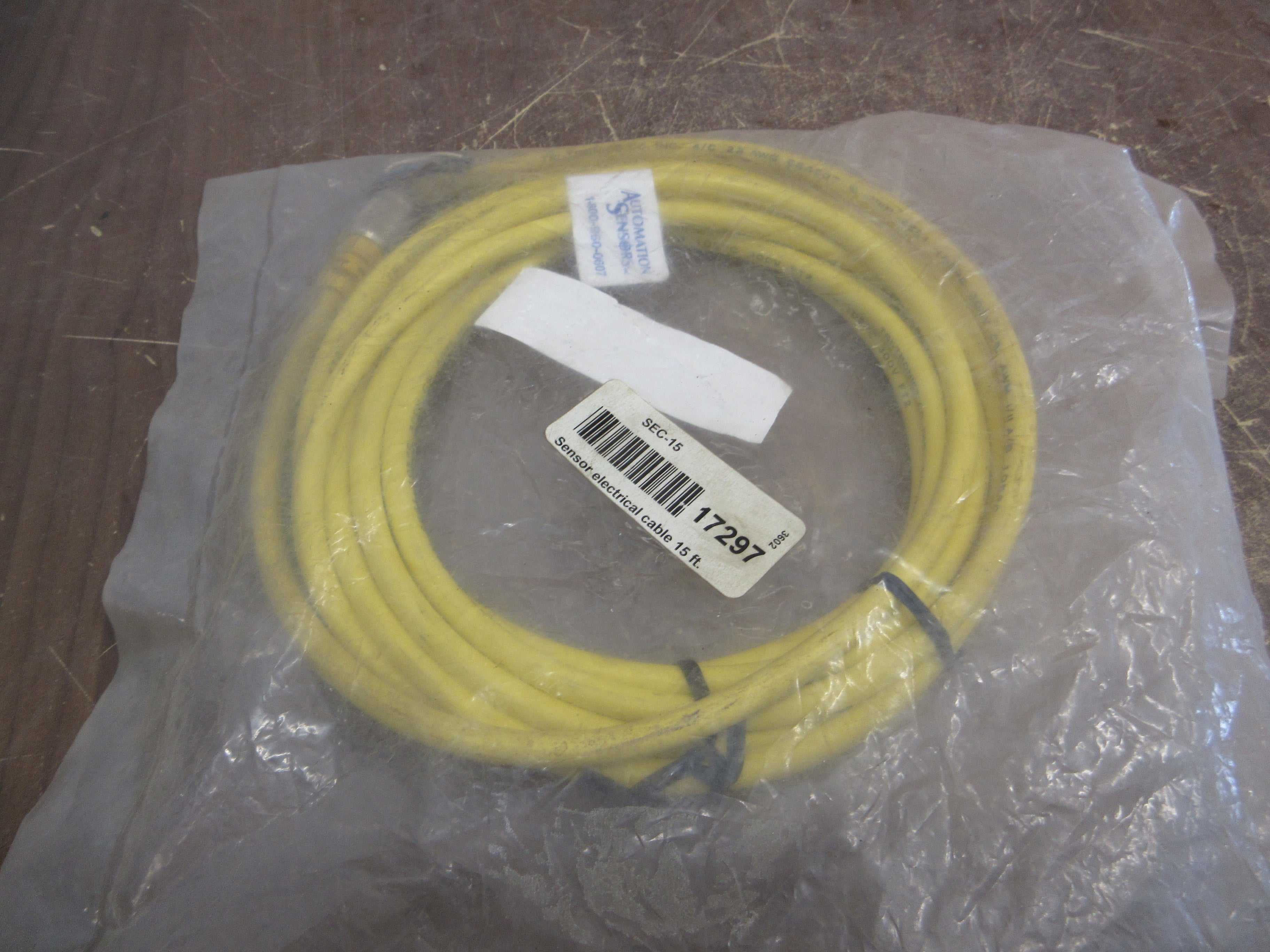 Automation Sensors Inc. Sensor Electrical Cable SEC-15 Length: 15ft New Surplus