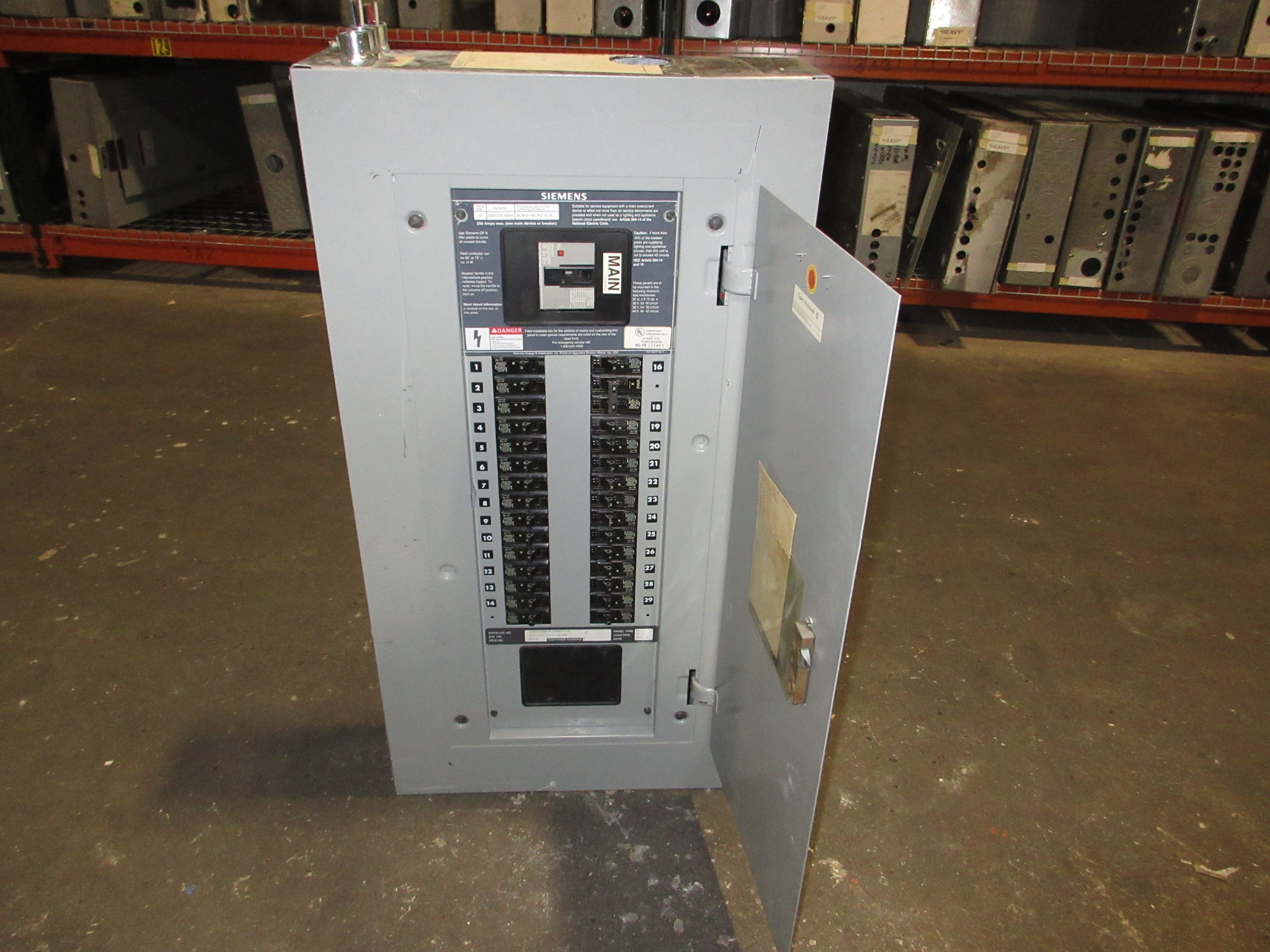 Siemens Main Breaker Circuit Breaker Panel S1C30E4100CTS 250A Max 208Y/120V Used