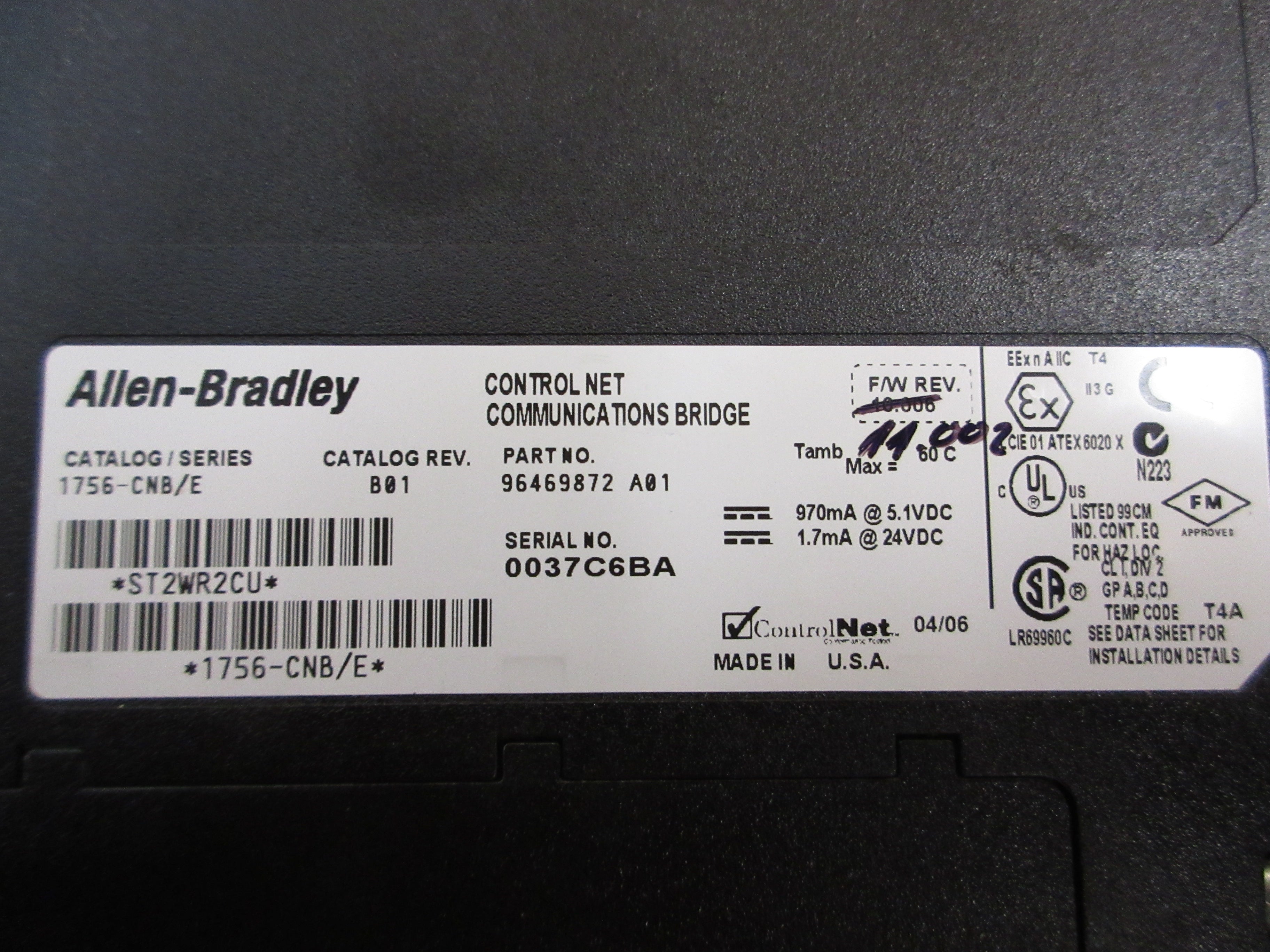 Allen-Bradley Control Net Comm. Bridge Module 1756-CNB Ser. E Rev. B01 Used