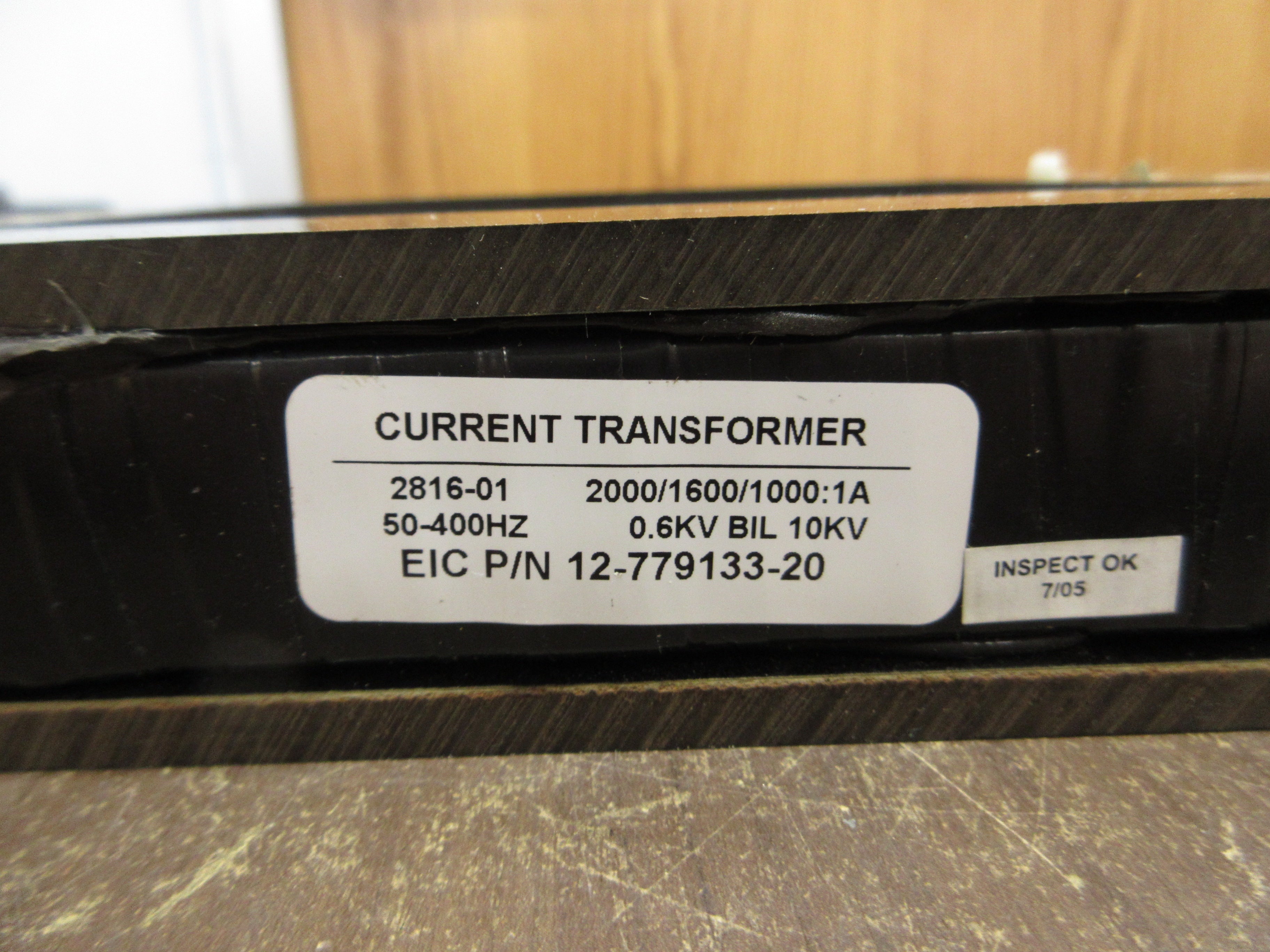 EIC Current Transformer 12-779133-20 Ratio 2000/1600/1000:1A 50-400Hz 600V Used