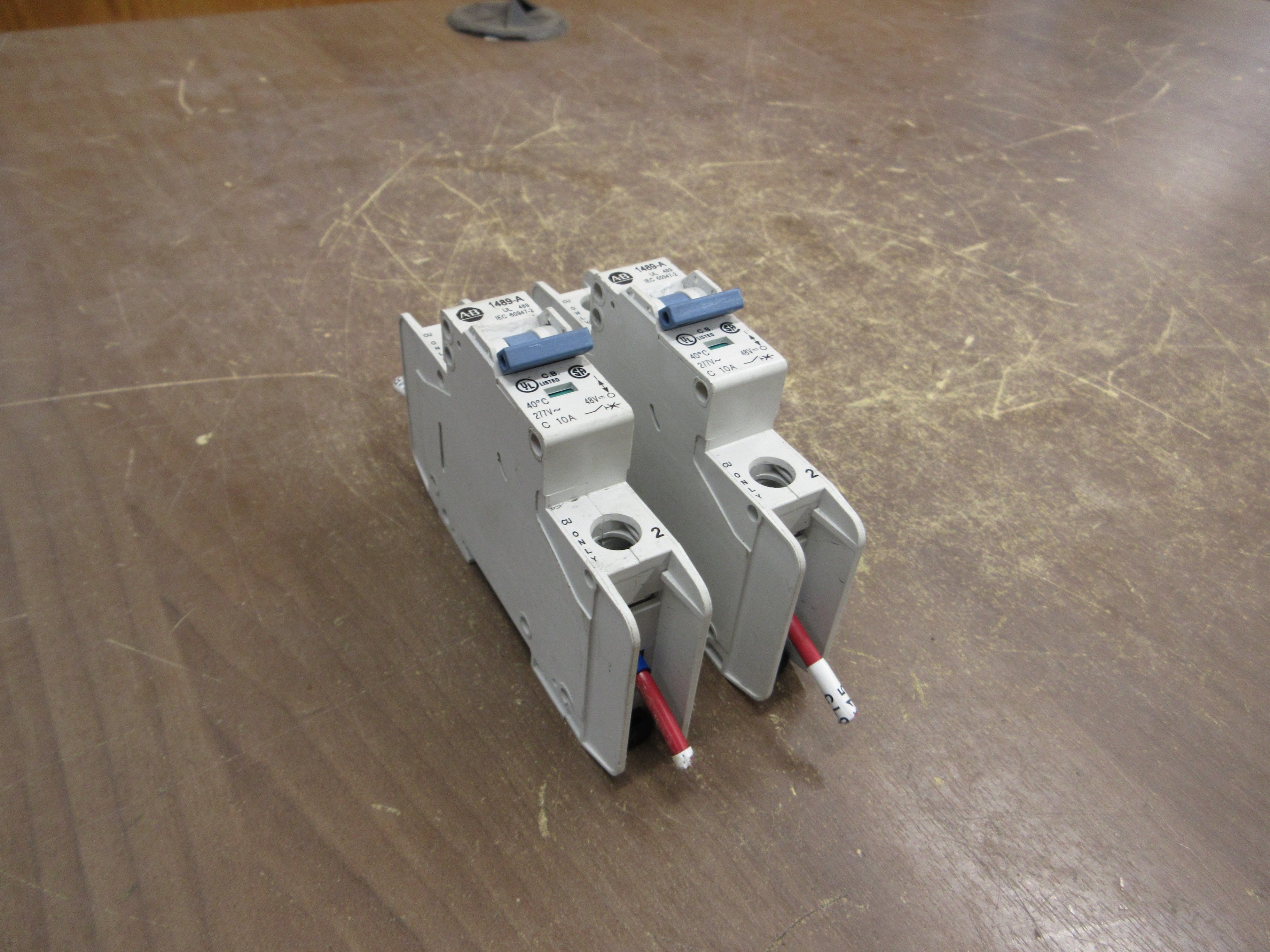 Allen-Bradley Circuit Breaker 1489-A1C100 Ser. A 10A 277V 1P *Lot of 2* Used