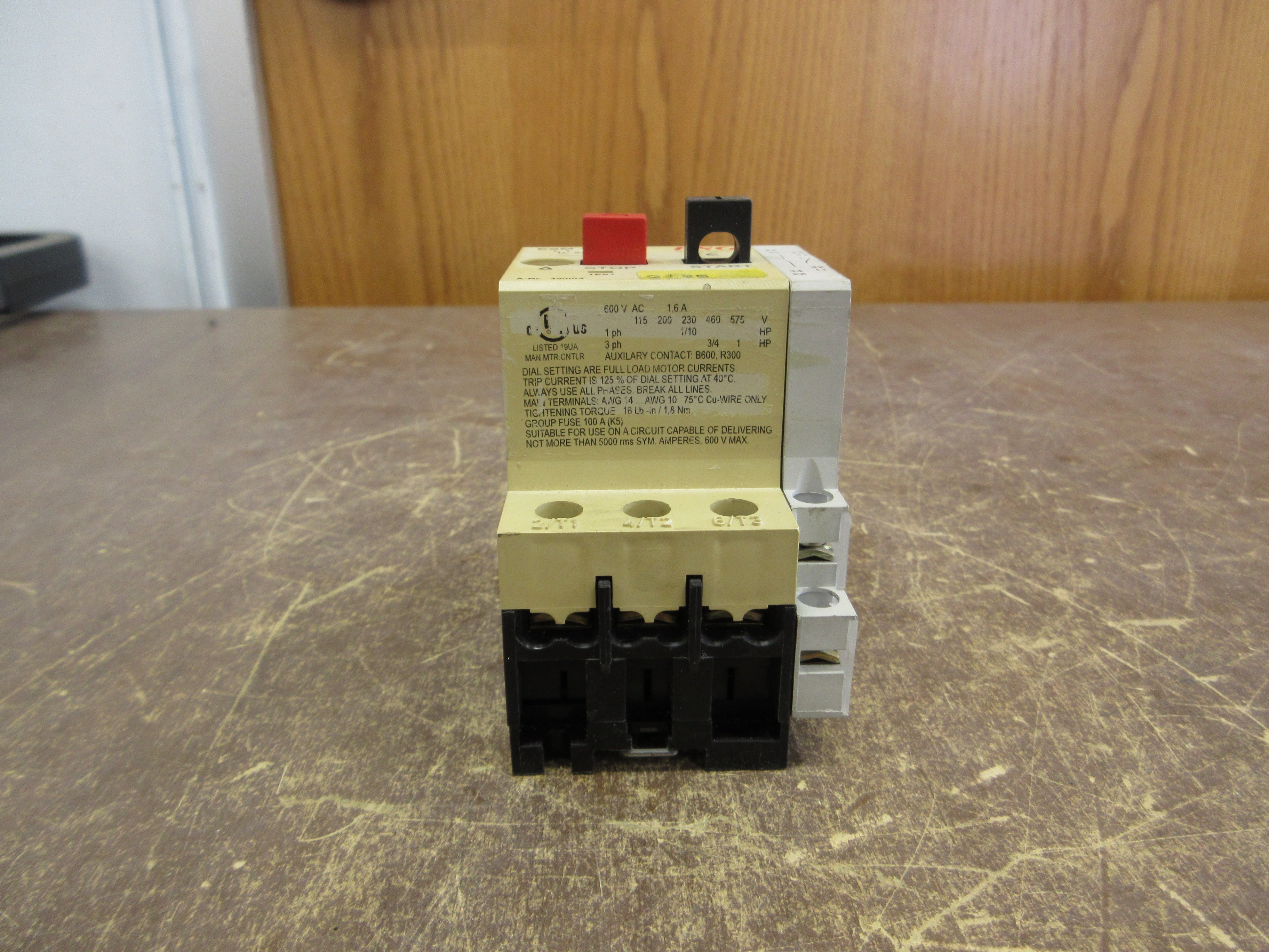 ESG Manual Starter ESM 1-1,6 Trip: 1-1.6A w/ Aux Contact Used