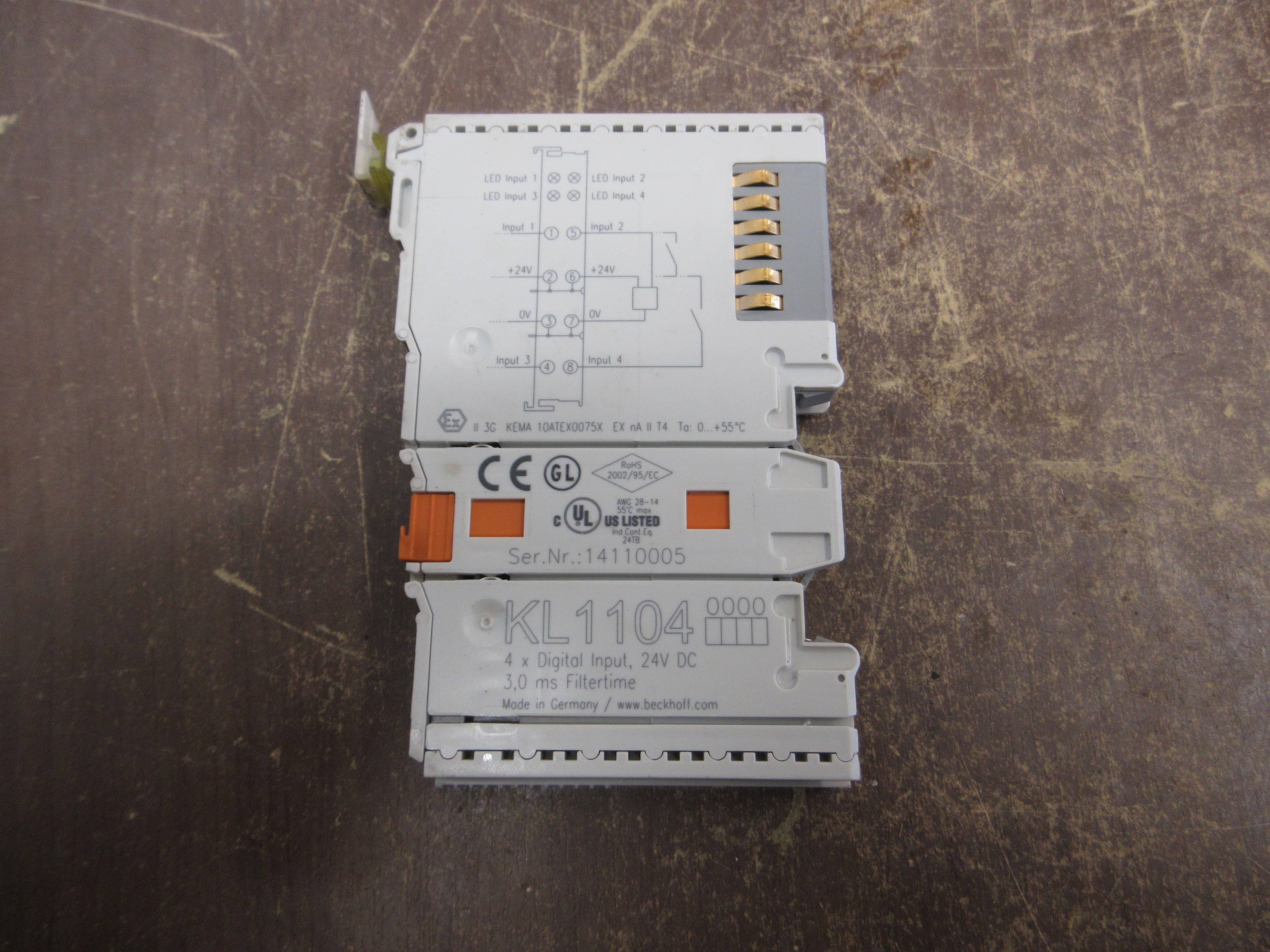 Beckhoff Digital Input Module KL1104 24VDC 4X 3.0ms Filtertime Used