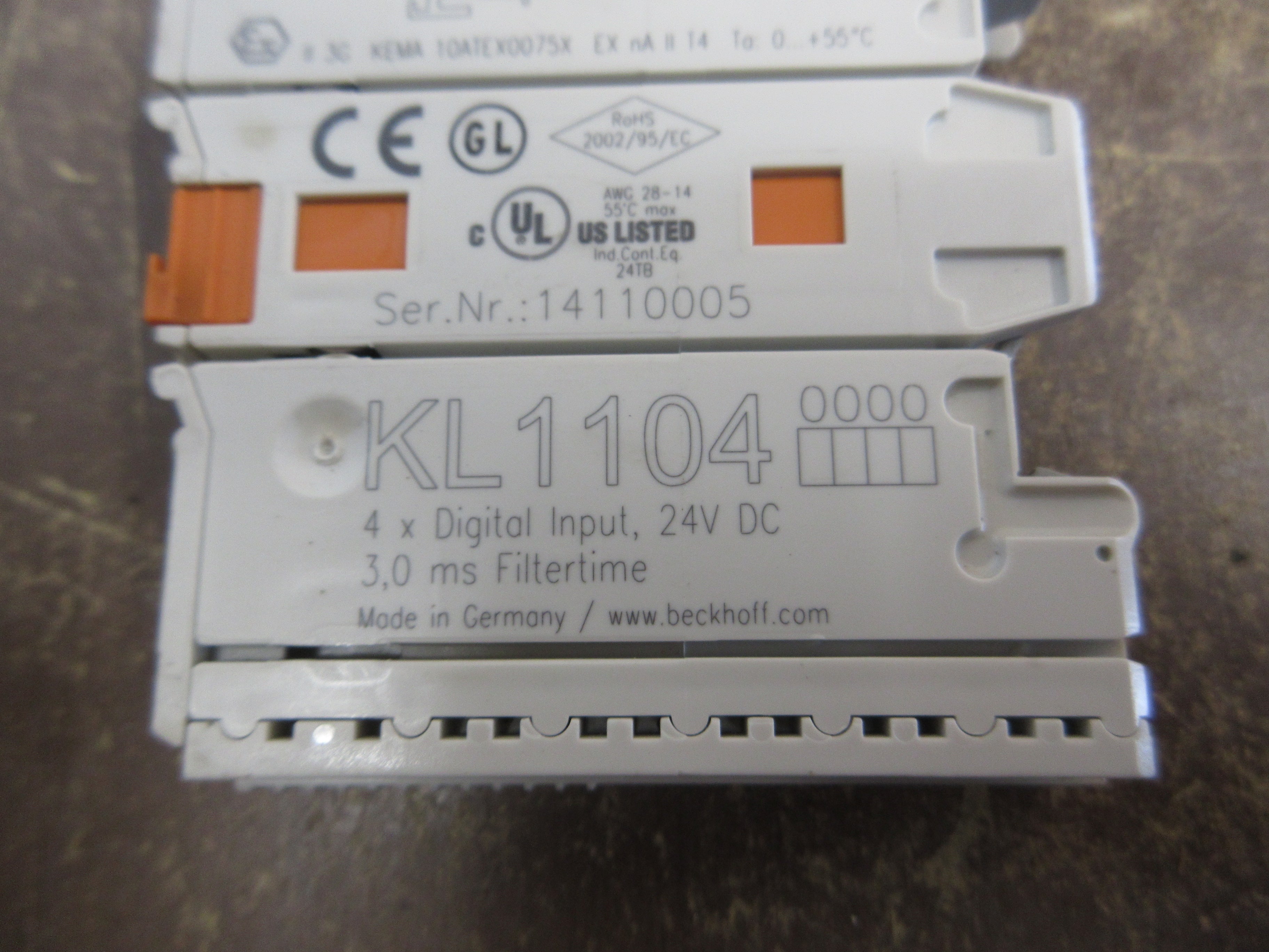 Beckhoff Digital Input Module KL1104 24VDC 4X 3.0ms Filtertime Used