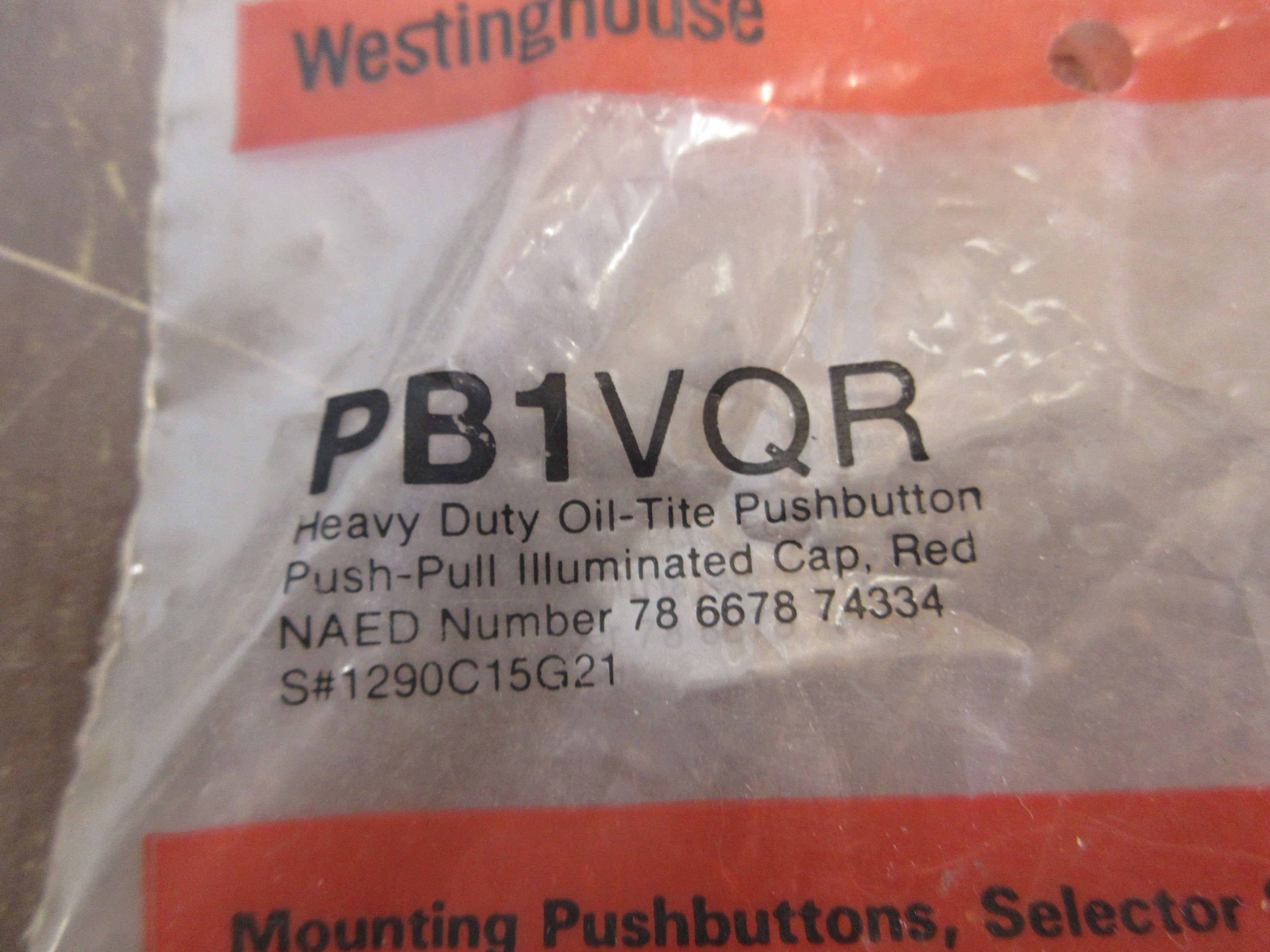 Westinghouse Pushbutton Cap PB1VQR Red New Surplus