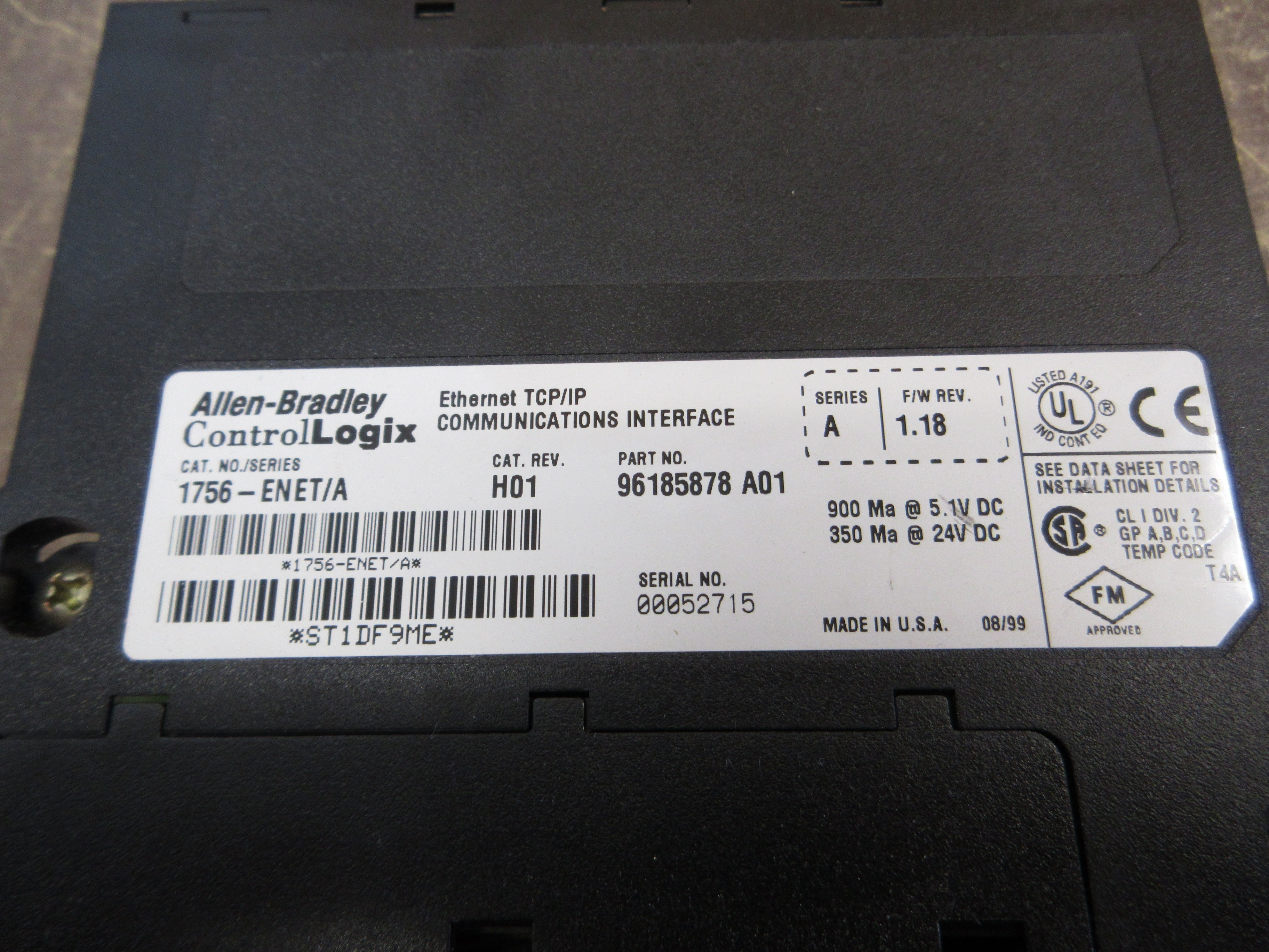Allen-Bradley ControlLogix Ethernet TCP/IP Comm. Interface 1756-ENET Ser. A Used