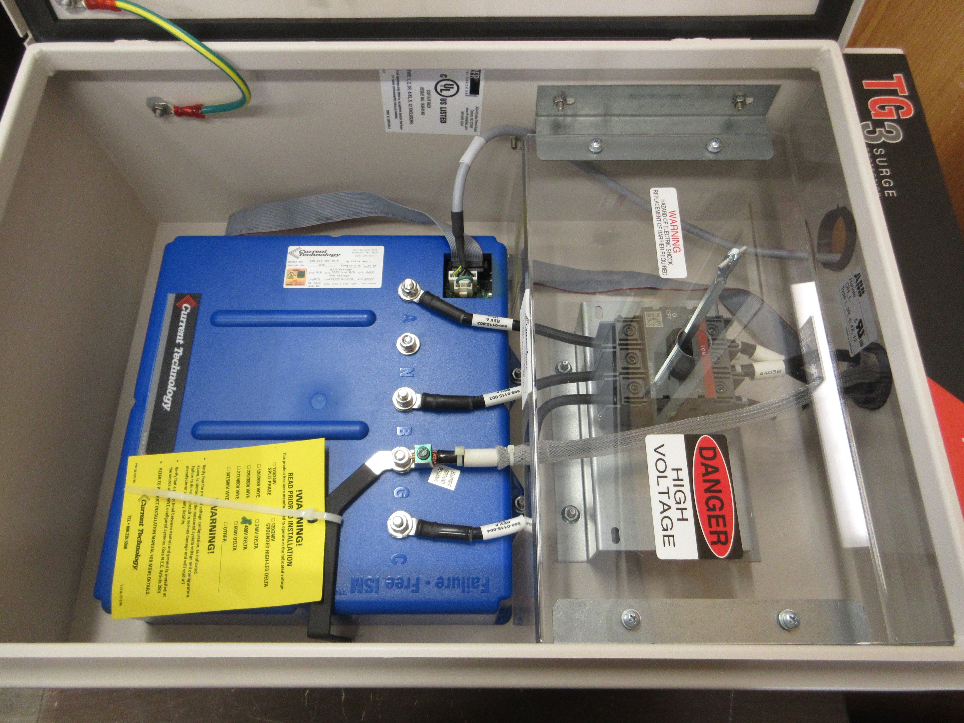 Current Technology TransGuard TG3 Surge Protector TG3-200-480-3D-MDT-M0-F Used