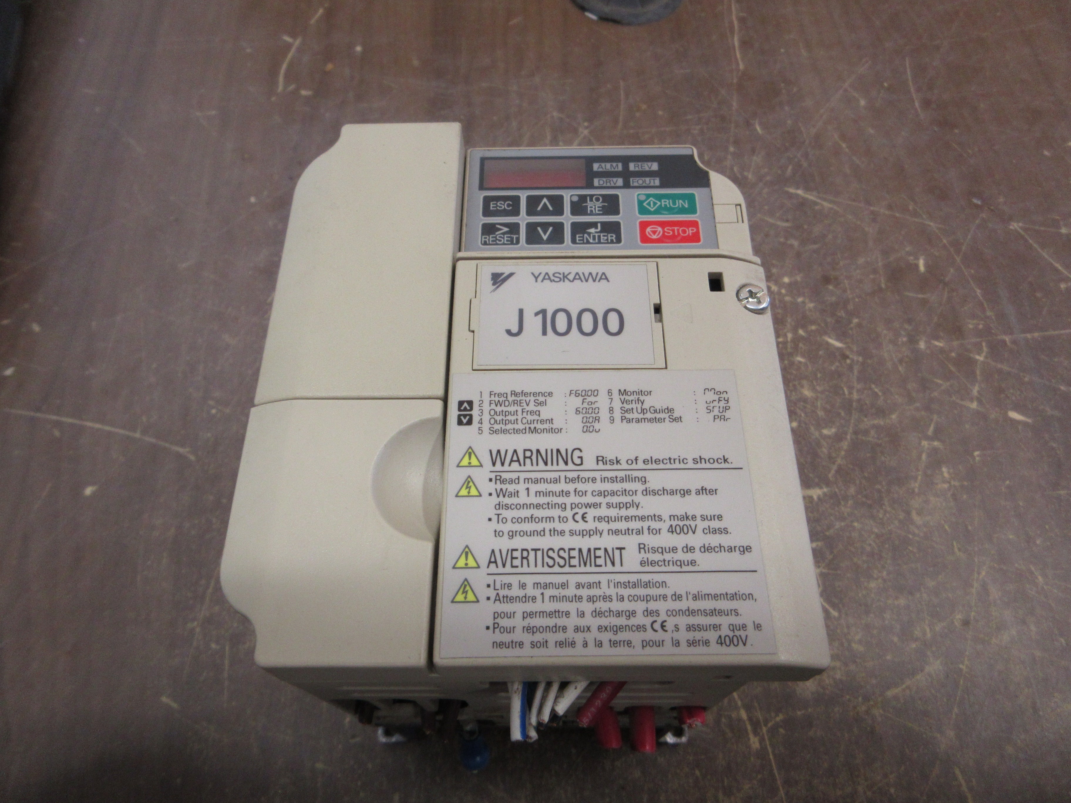 Yaskawa J1000 AC Drive CIMR-JU4A0009BAA 5HP 3Ph w/ Keypad Used