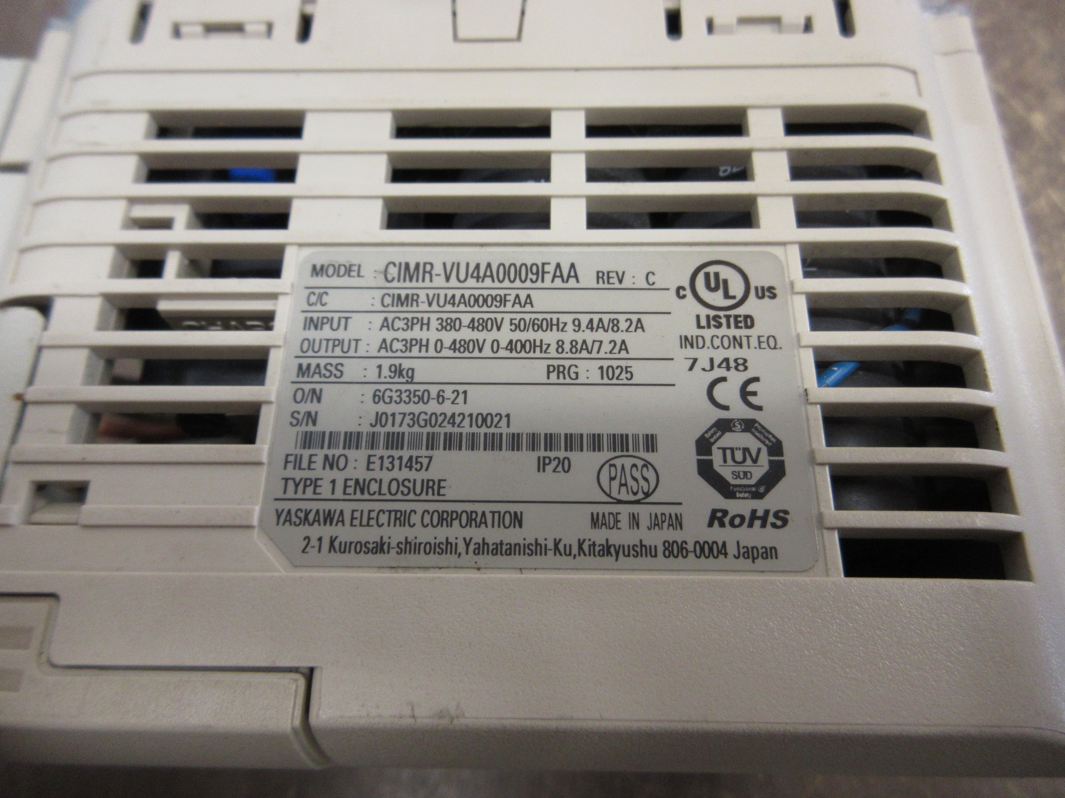 Yaskawa V1000 AC Drive CIMR-VU4A0009FAA Rev. C 5HP 3Ph Used