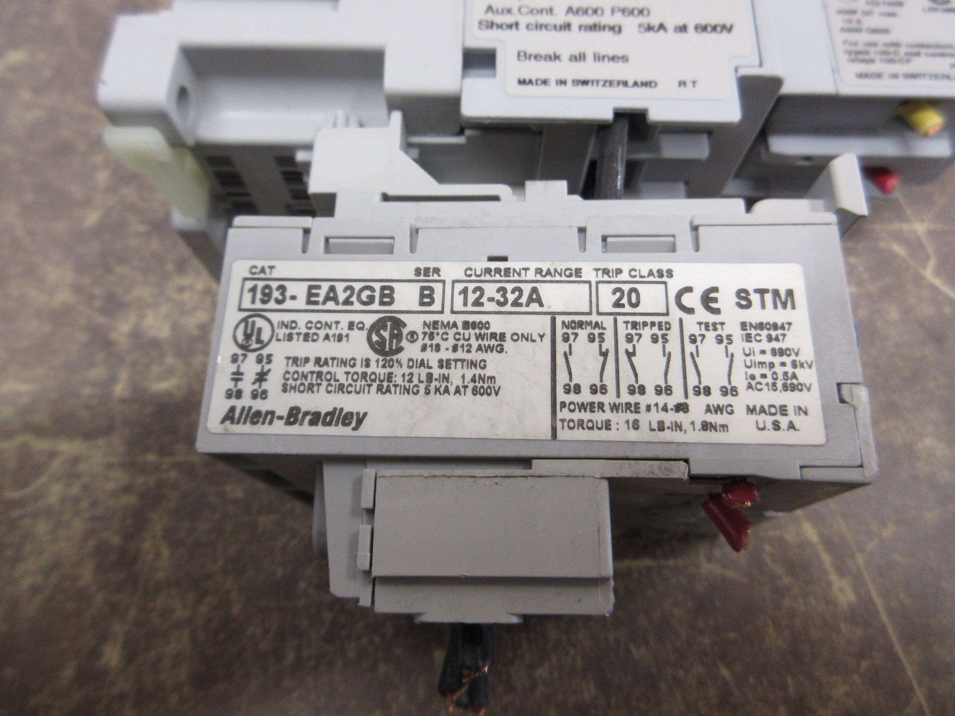 Allen-Bradley Starter 100-C23*10/193-EA2GB 120V Coil Trip: 12-32A Used